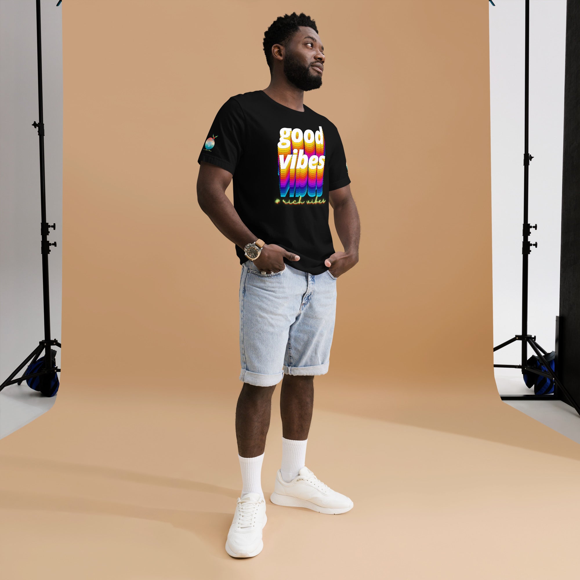 Rich Drip Good Vibes Multi Colored Circle 1.0 - Unisex t-shirt Black