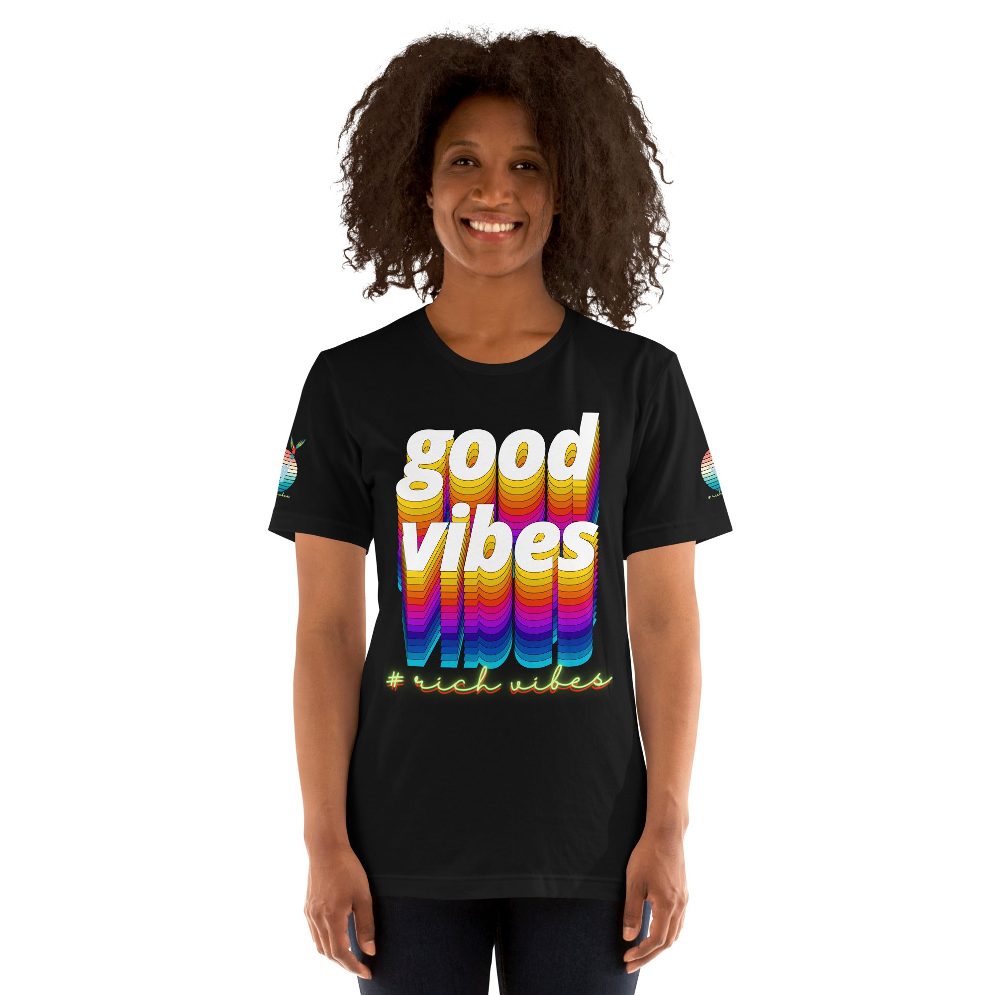 Rich Drip Good Vibes Multi Colored Circle 1.0 - Unisex t-shirt Black
