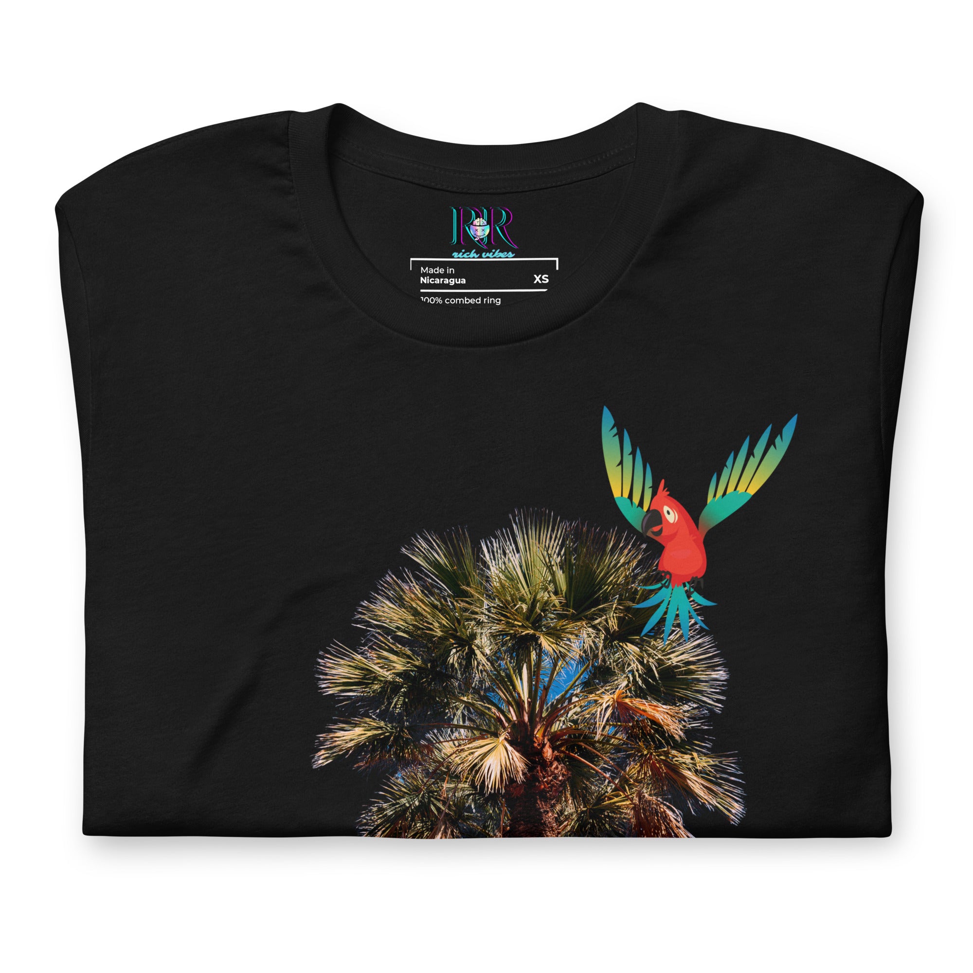 Rich Drip Volt Rich Vibes Colorful Palm Tree Silhouette Multi Colored Circle - Unisex t-shirt Black