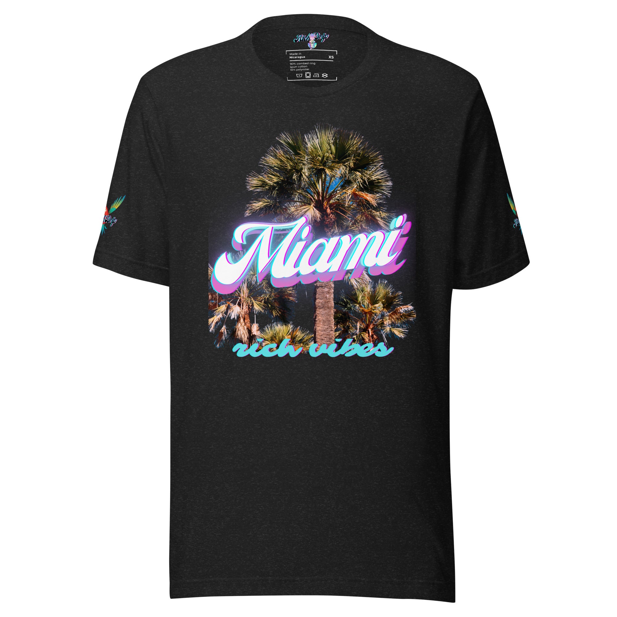 RV Rich Drip Miami Palm Tree Silhouette Black Heather - Unisex t-shirt