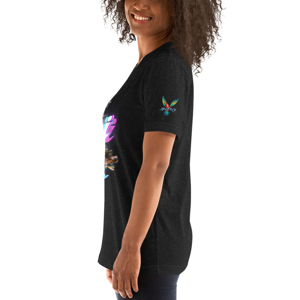 RV Rich Drip Miami Palm Tree Silhouette Black Heather - Unisex t-shirt