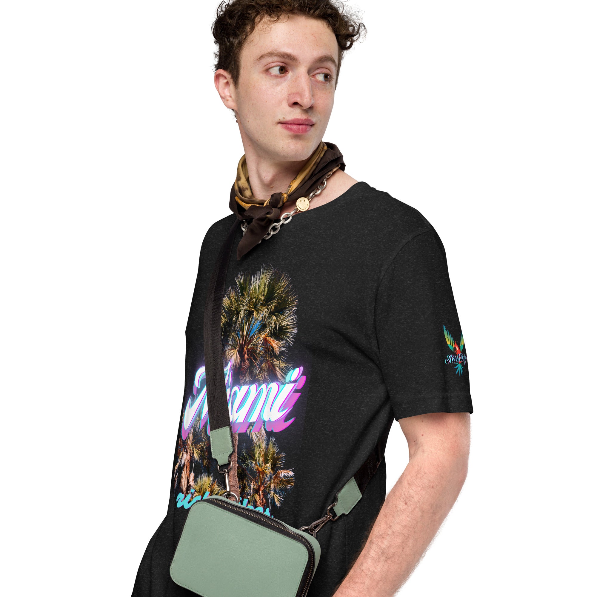 RV Rich Drip Miami Palm Tree Silhouette Black Heather - Unisex t-shirt