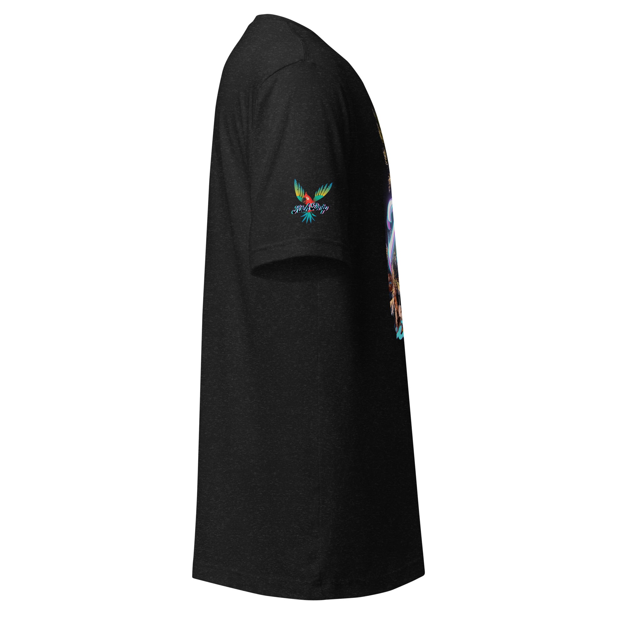 RV Rich Drip Miami Palm Tree Silhouette Black Heather - Unisex t-shirt