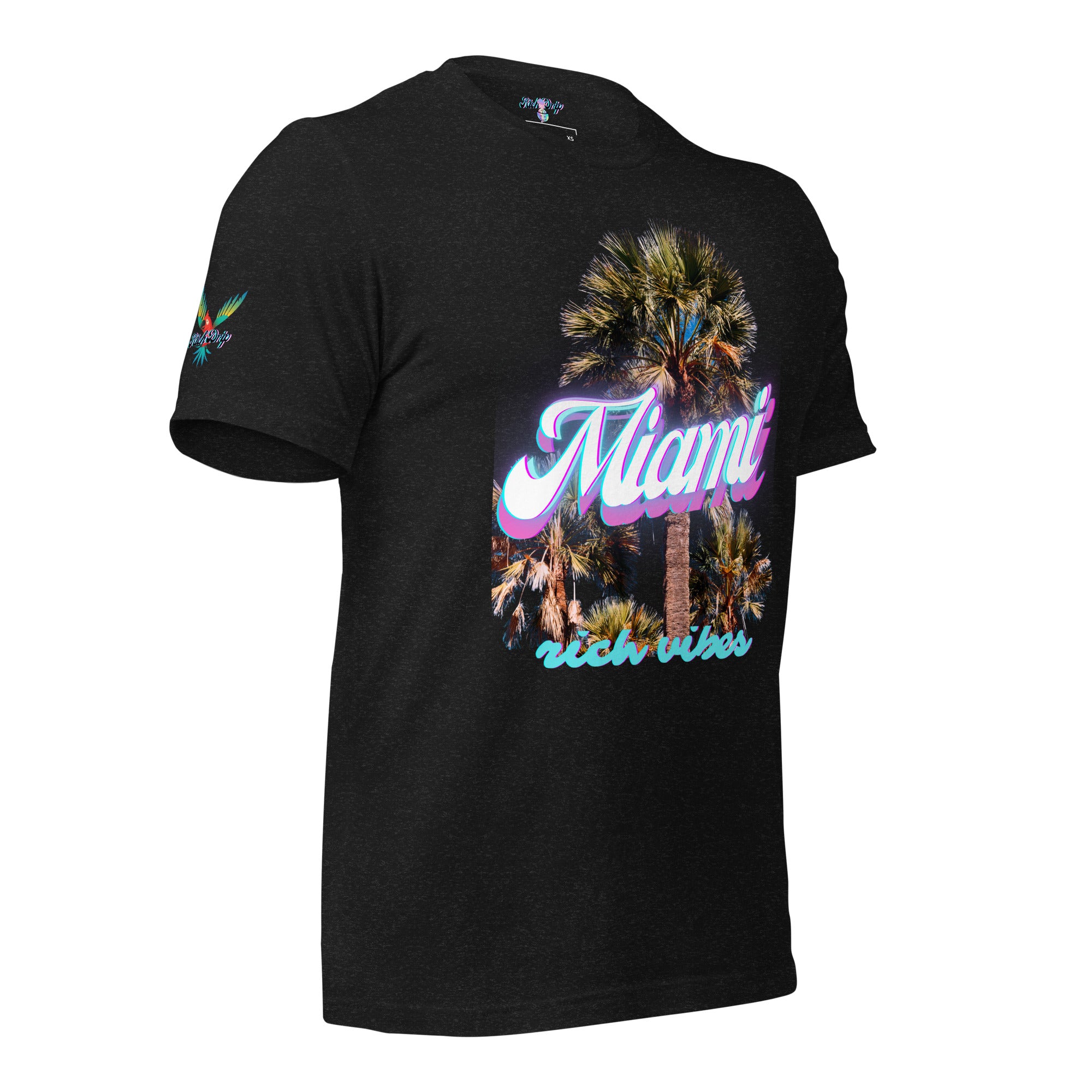 RV Rich Drip Miami Palm Tree Silhouette Black Heather - Unisex t-shirt