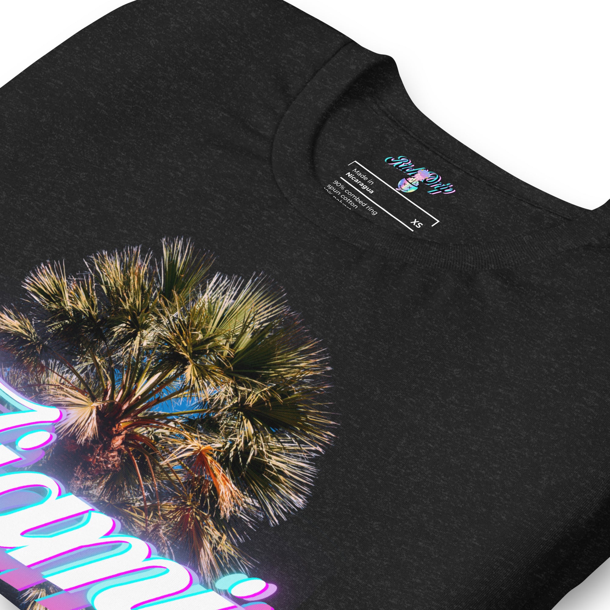 RV Rich Drip Miami Palm Tree Silhouette Black Heather - Unisex t-shirt