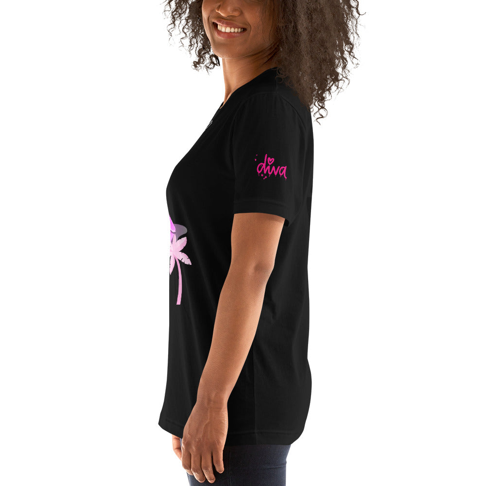 Vineyard Vibes Tropical Pink Print Diva Kiss - Unisex t-shirt Black