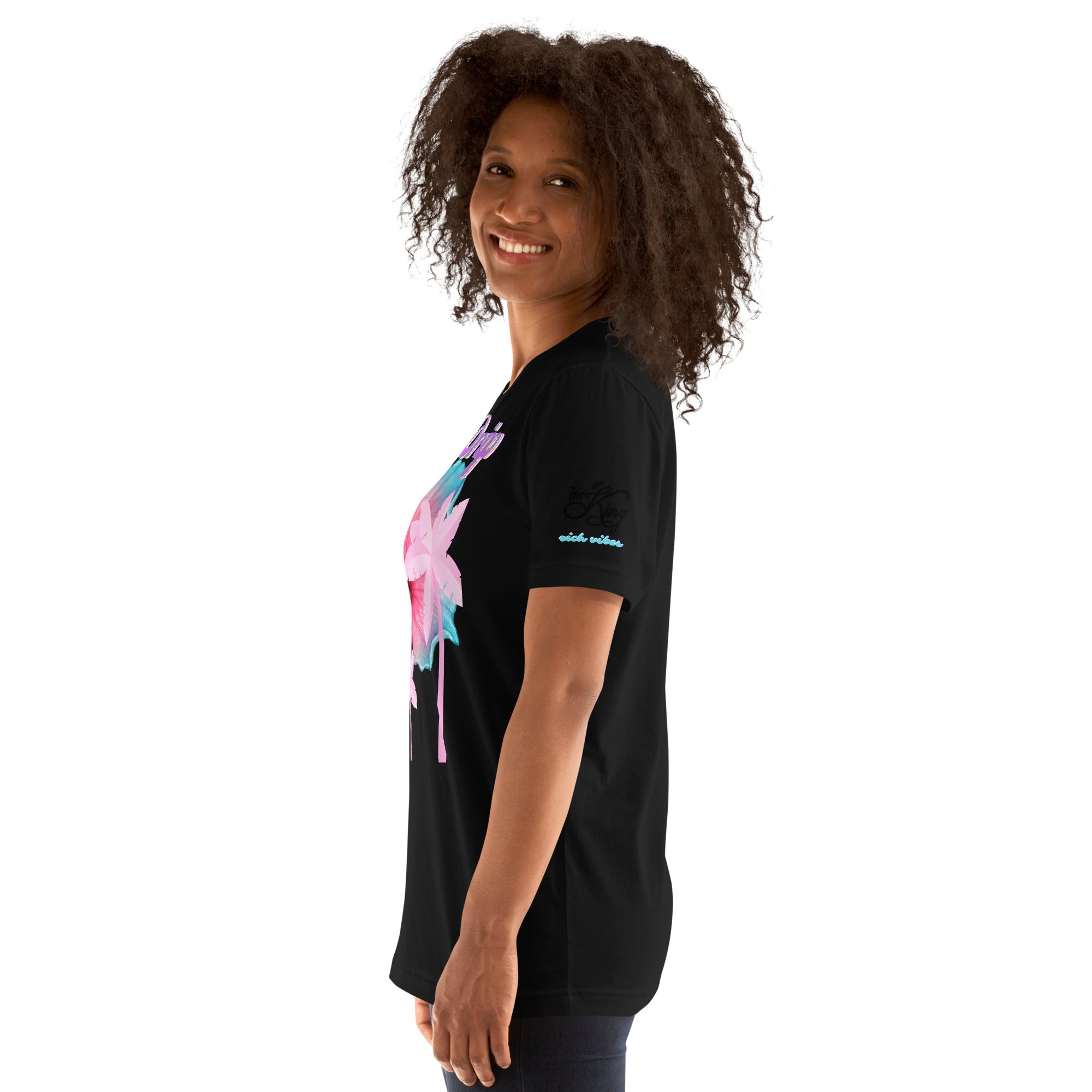RV Rich Drip Her King Tropical Pink Palm Tree - Unisex t-shirt Black