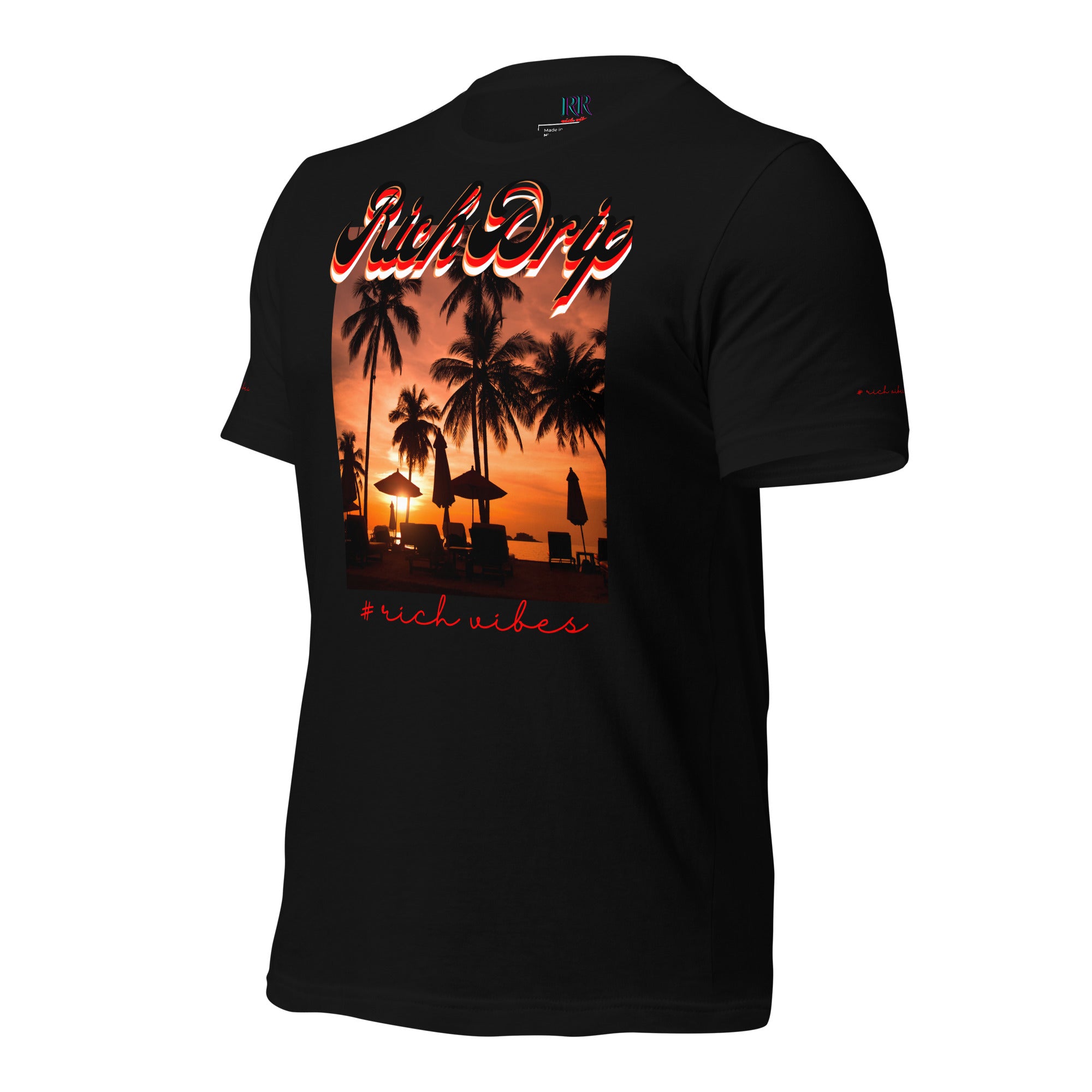 RV5 Red Sunset Palm Tree Silhouette - Unisex Staple T-Shirt | Bella + Canvas 3001