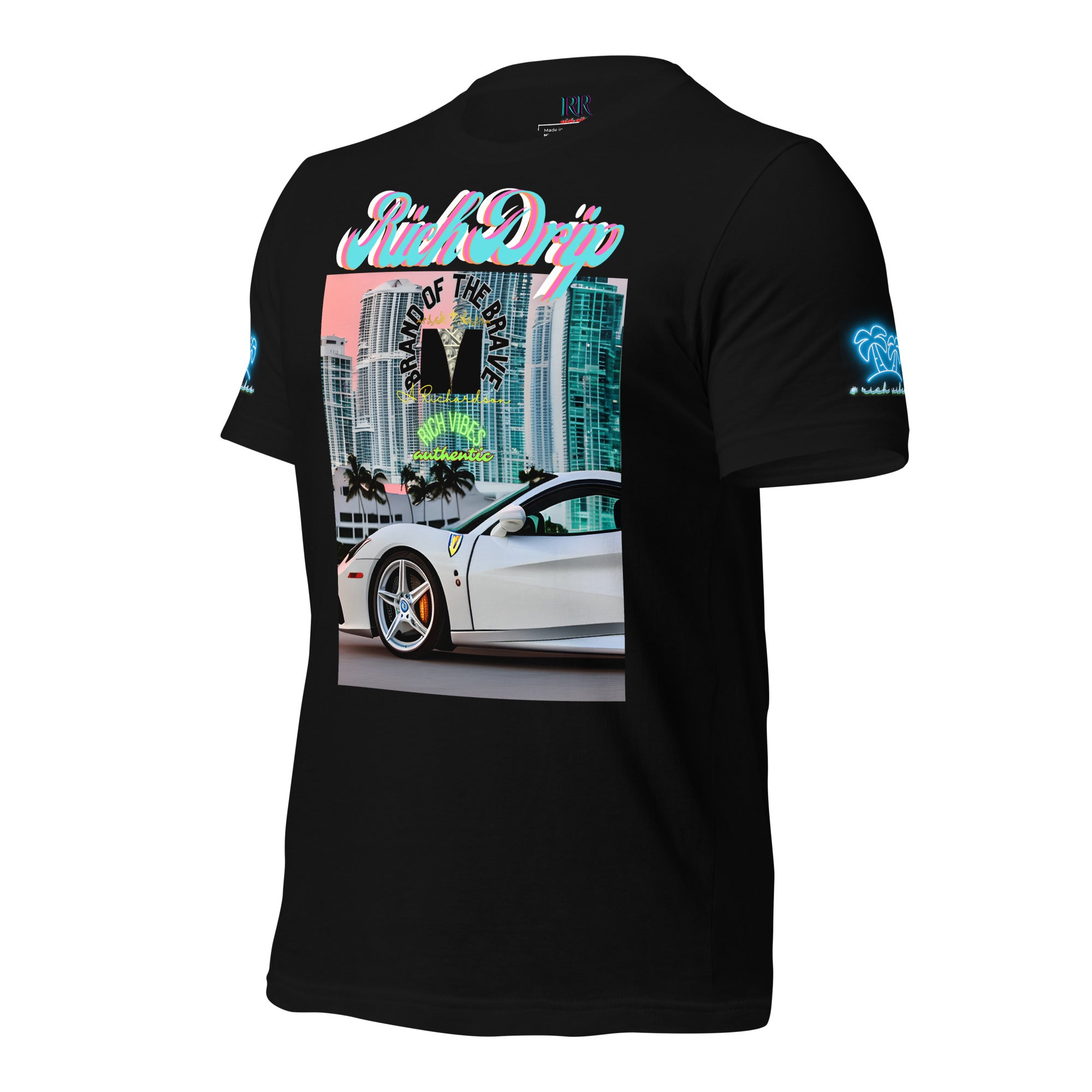 Rich Vibes Motor Sport Miami White Rari Black - Unisex t-shirt