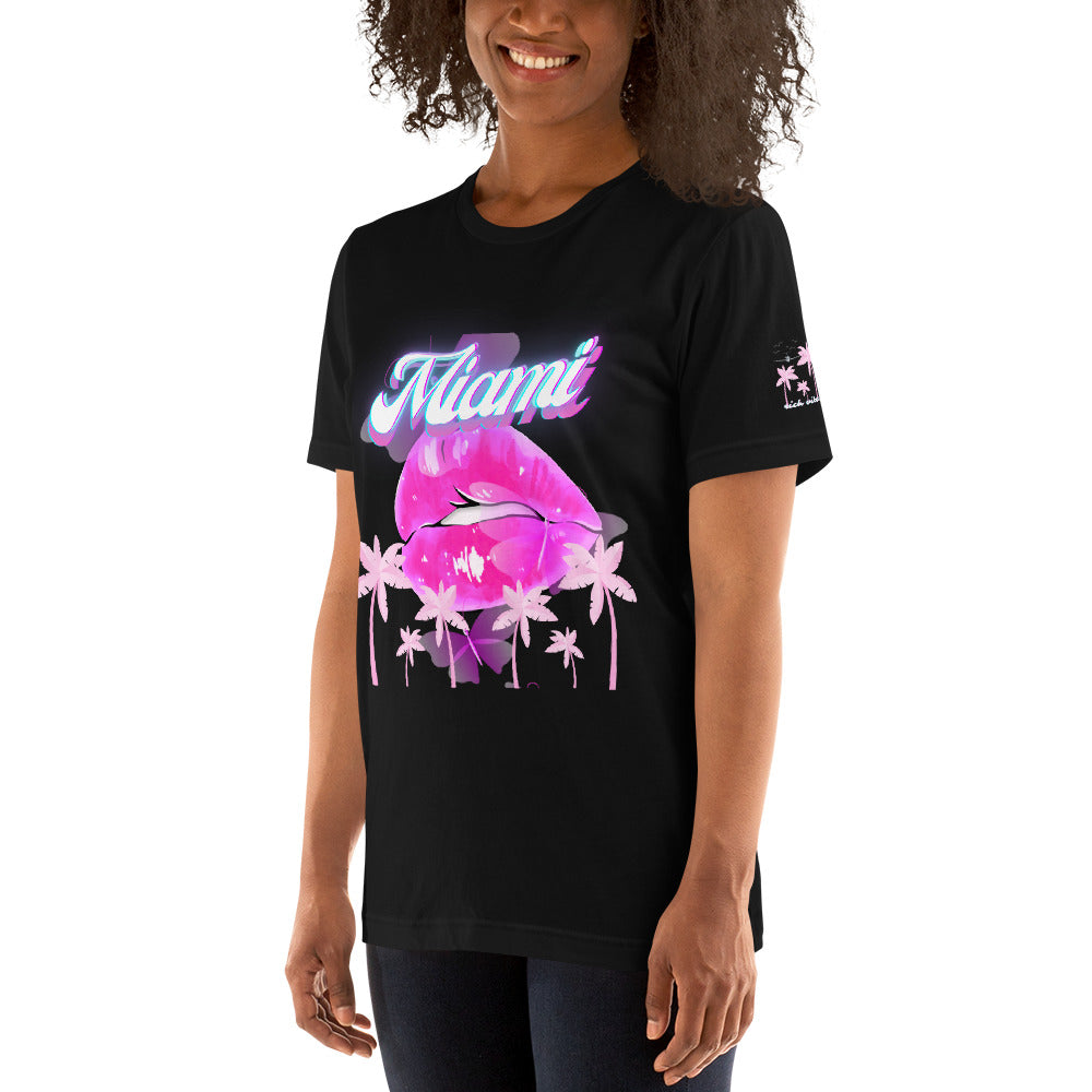 Rich Vibes Miami Tropical Pink Print Diva Kiss - Unisex t-shirt Black