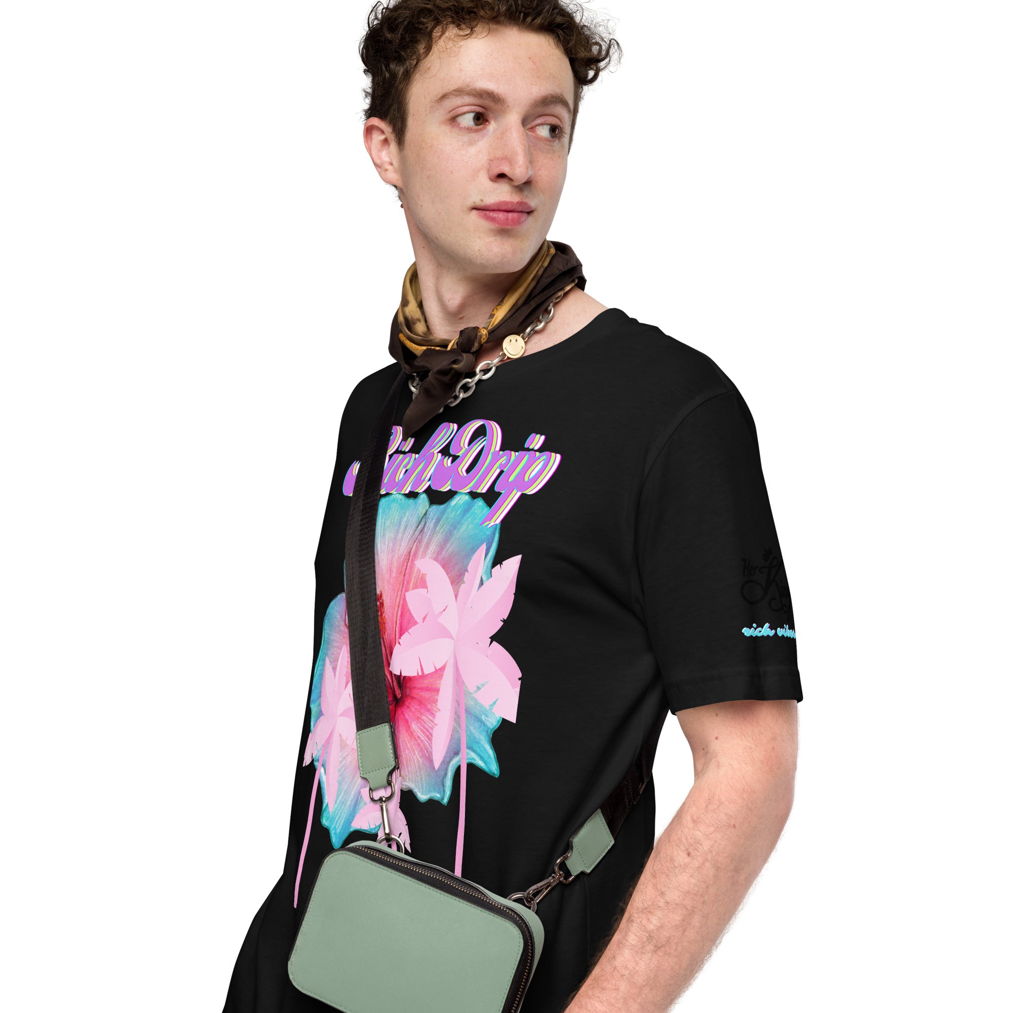 RV Rich Drip Her King Tropical Pink Palm Tree - Unisex t-shirt Black