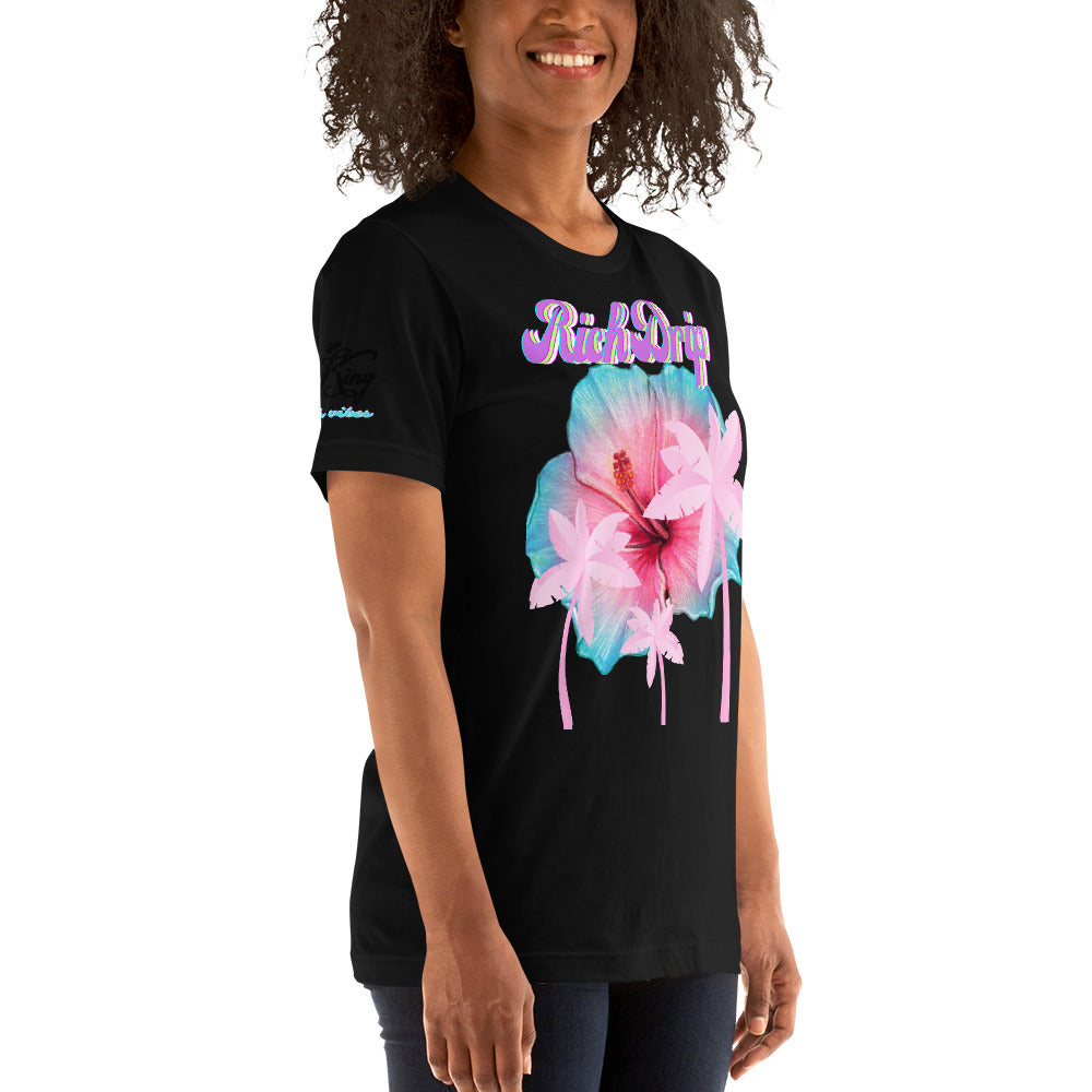RV Rich Drip Her King Tropical Pink Palm Tree - Unisex t-shirt Black