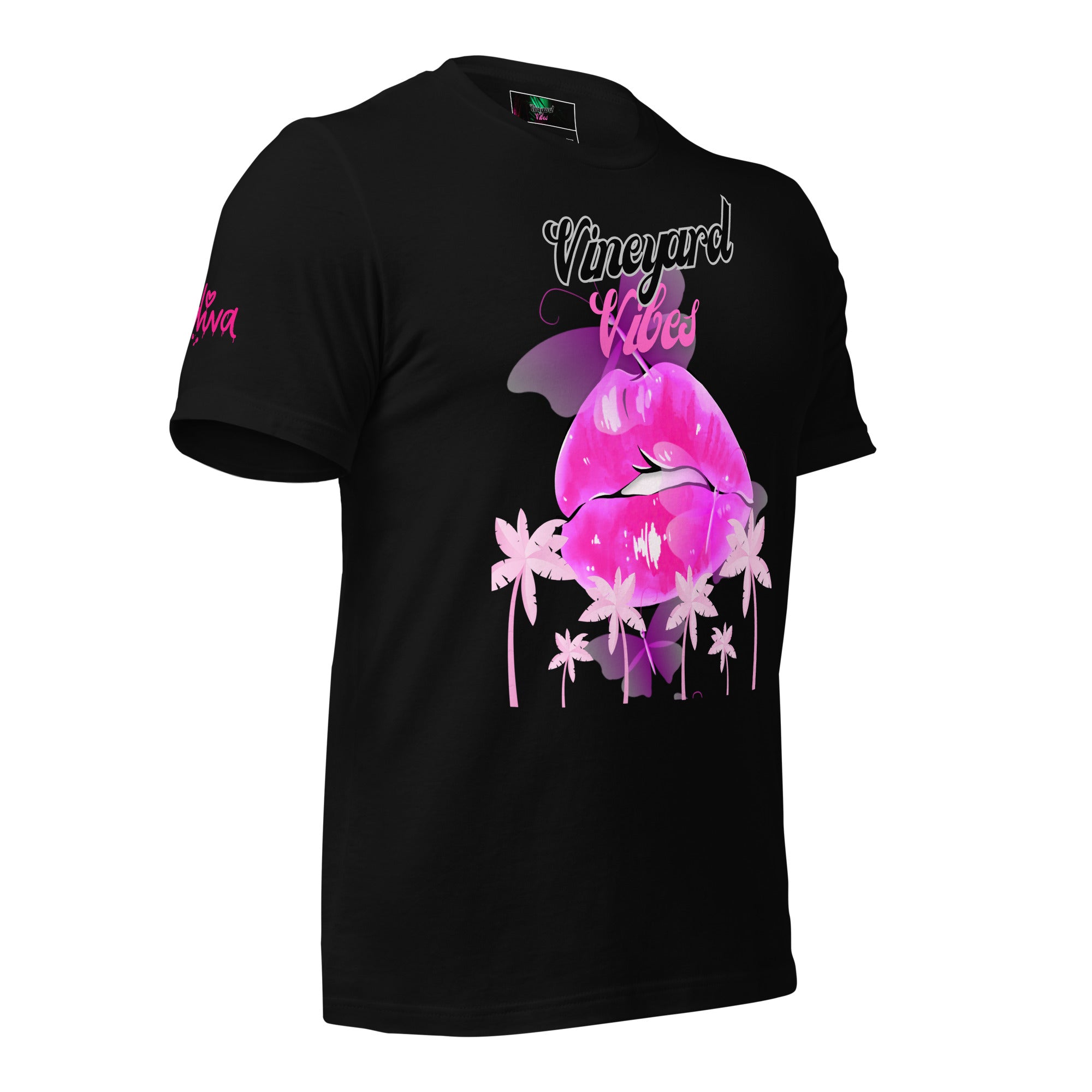 Vineyard Vibes Tropical Pink Print Diva Kiss - Unisex t-shirt Black