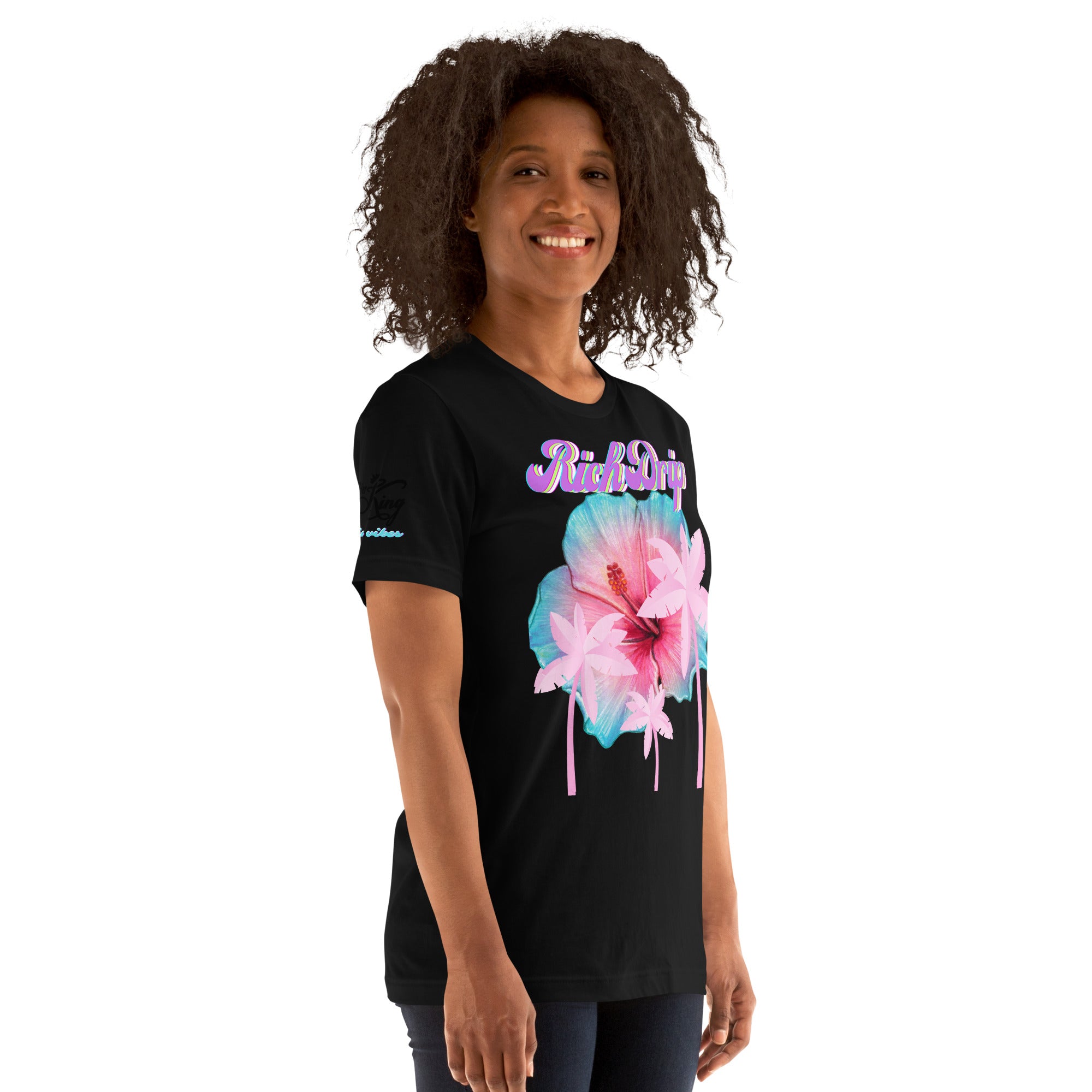 RV Rich Drip Her King Tropical Pink Palm Tree - Unisex t-shirt Black