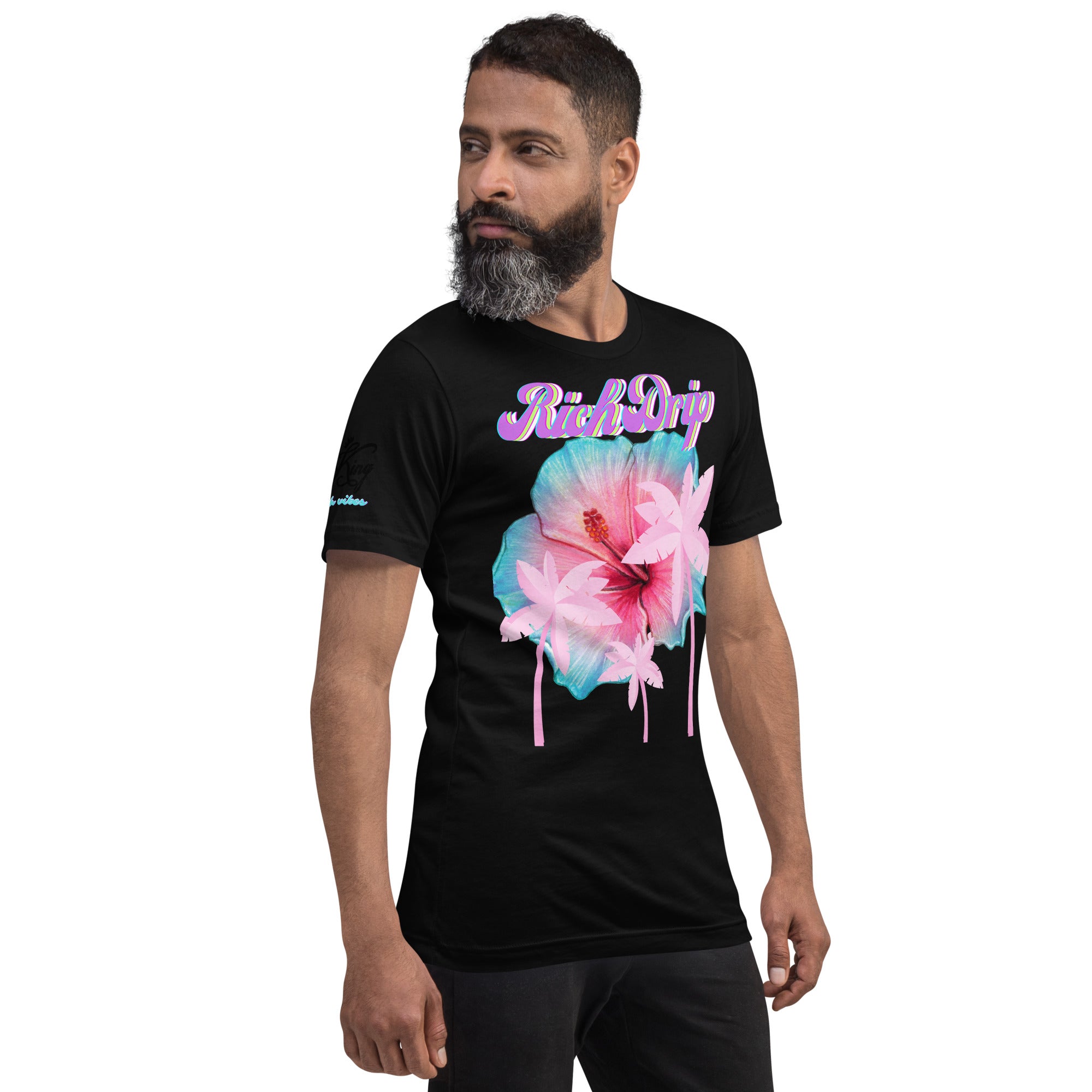 RV Rich Drip Her King Tropical Pink Palm Tree - Unisex t-shirt Black