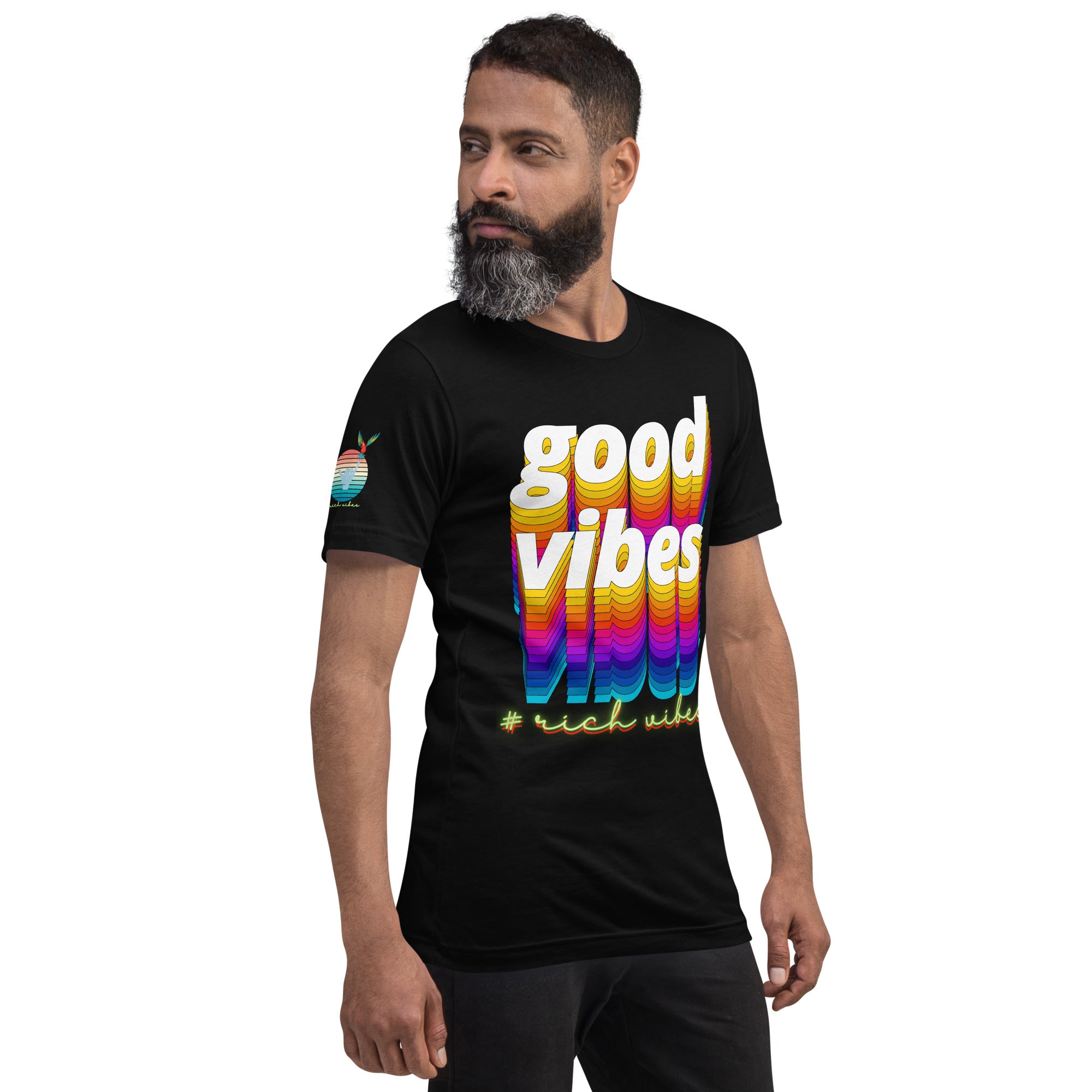 Rich Drip Good Vibes Multi Colored Circle 1.0 - Unisex t-shirt Black