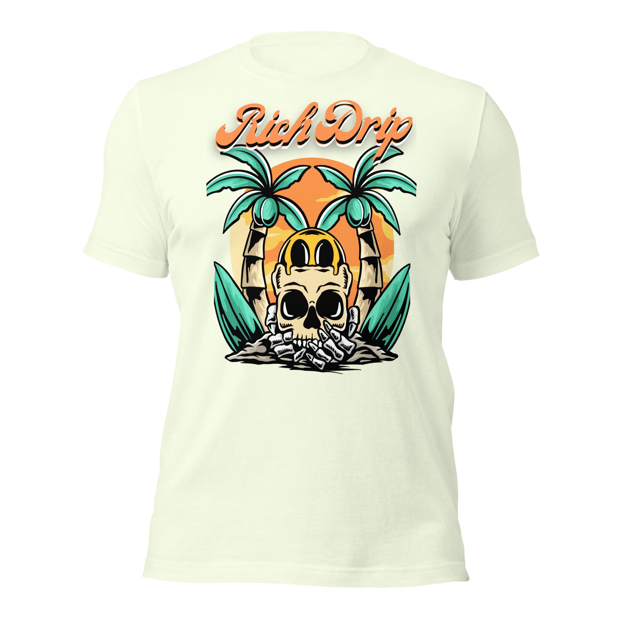 Rich Drip Orange Skull Palm Tree Sunset - Unisex t-shirt