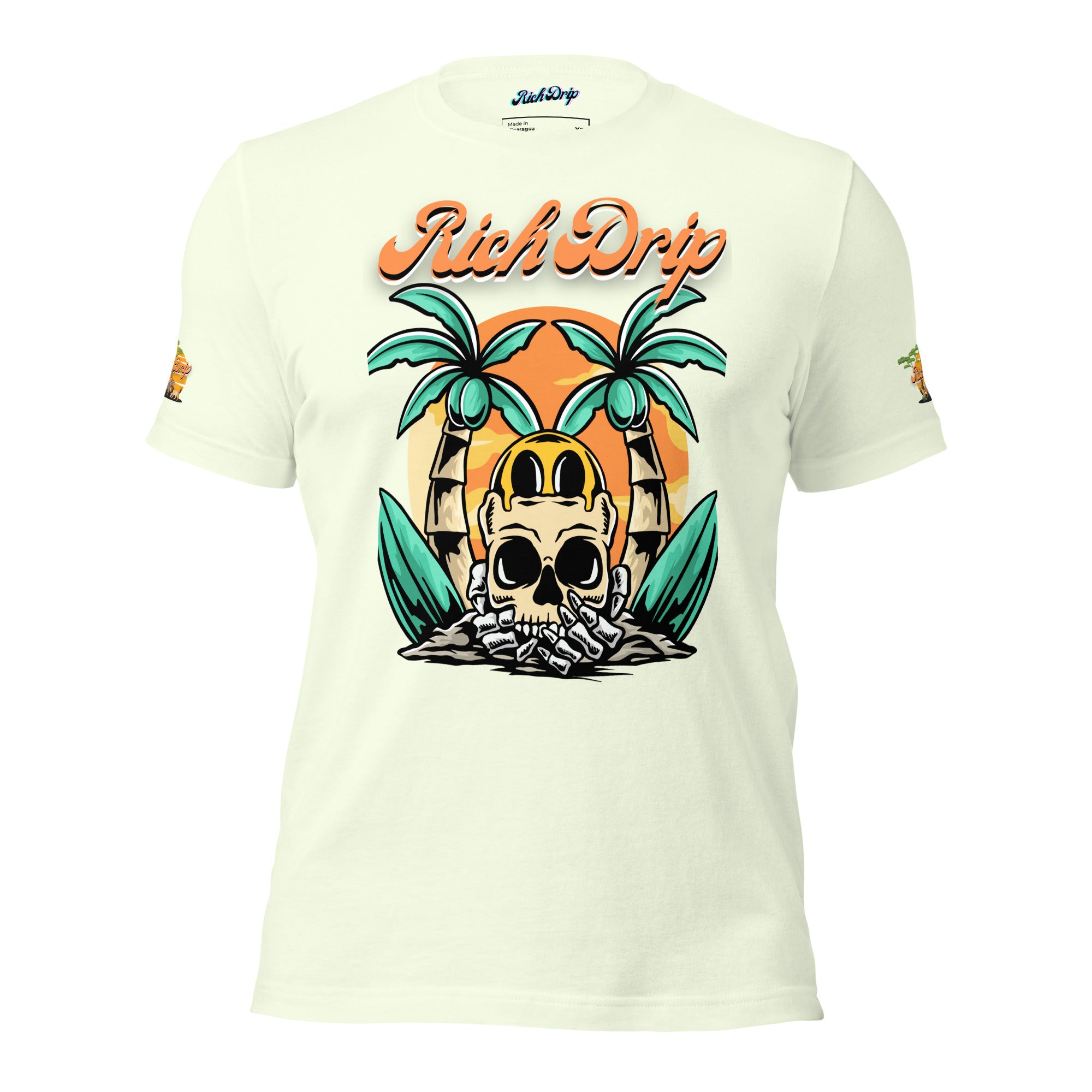 Rich Drip Orange Skull Palm Tree Sunset - Unisex t-shirt