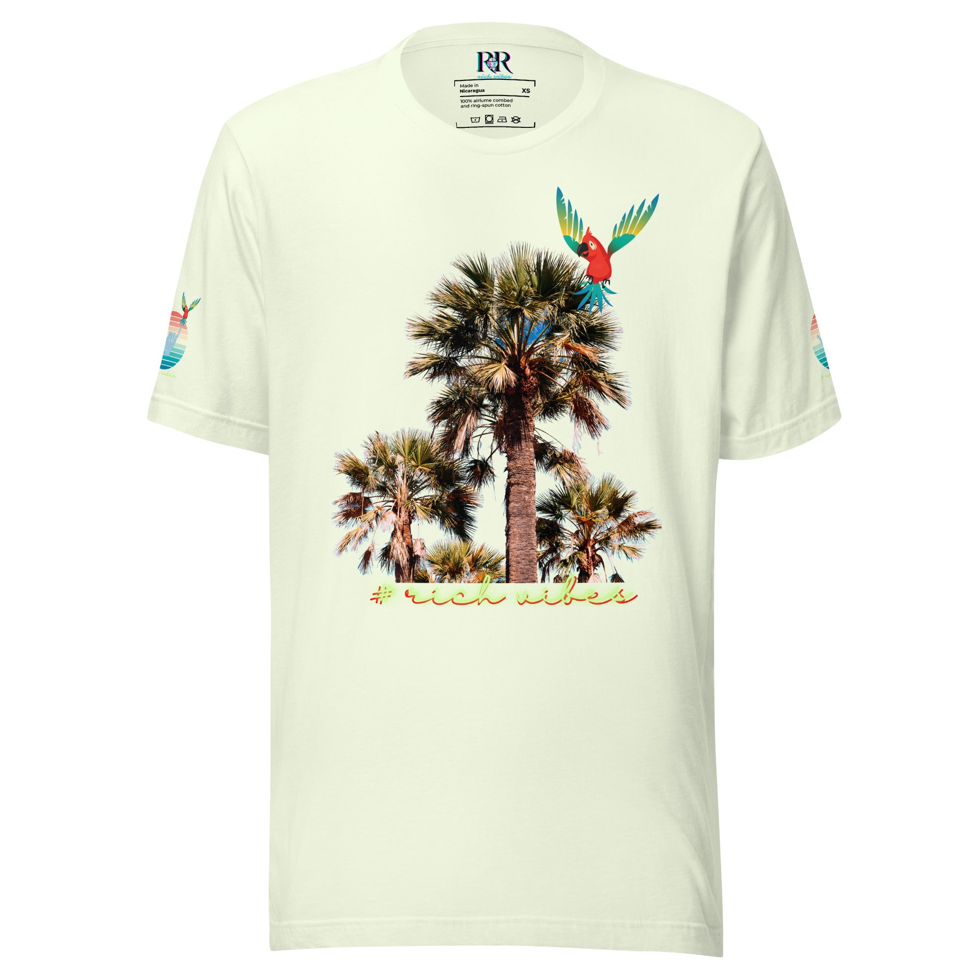 Rich Drip Volt Rich Vibes Colorful Palm Tree Silhouette Multi Colored Circle - Unisex t-shirt Pastel