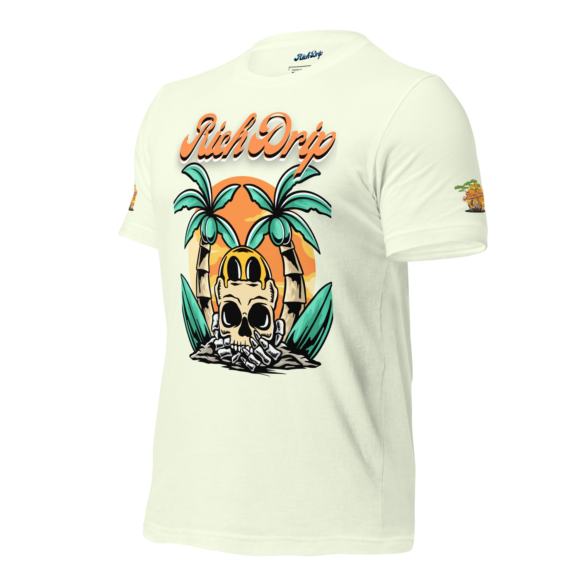 Rich Drip Orange Skull Palm Tree Sunset - Unisex t-shirt