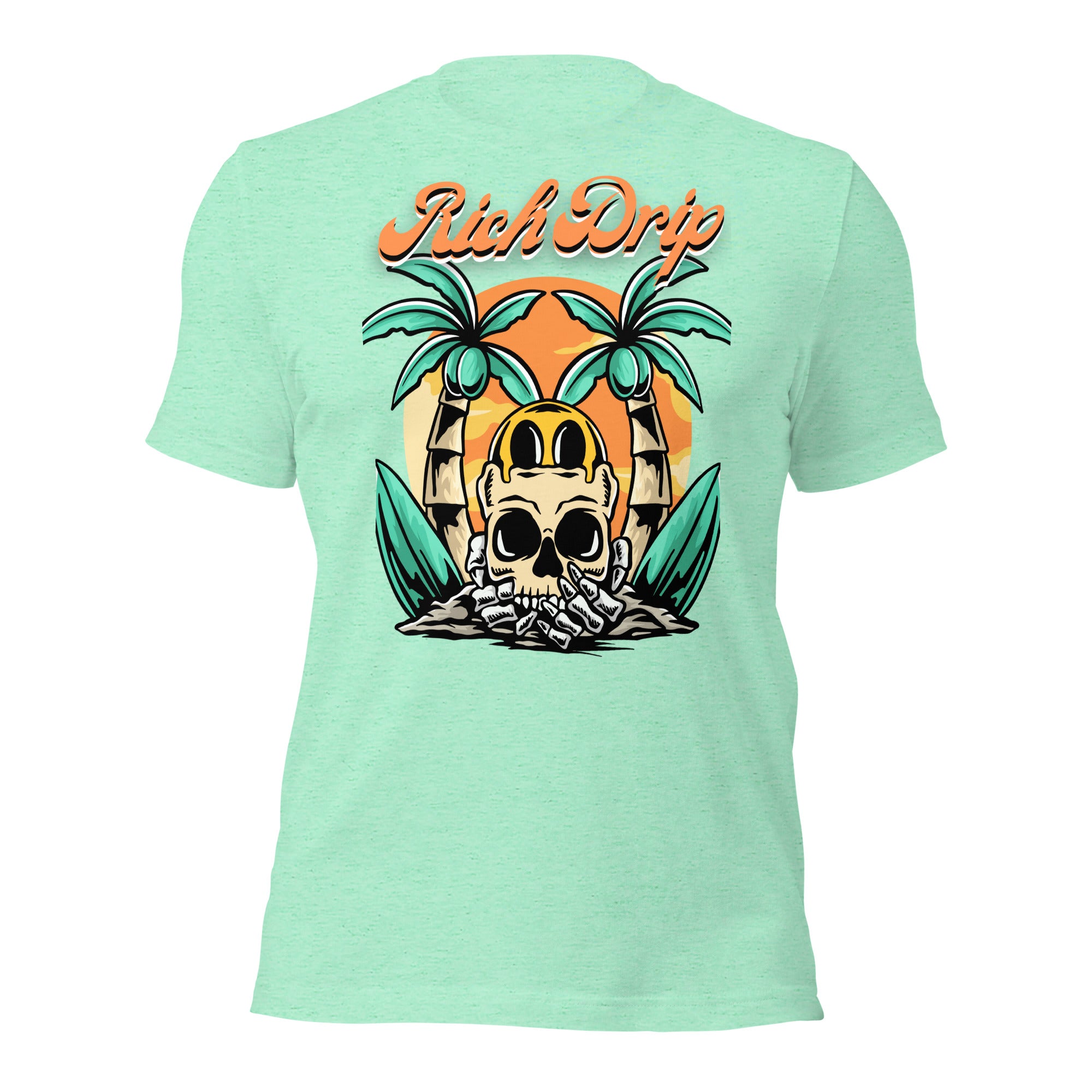 Rich Drip Orange Skull Palm Tree Sunset - Unisex t-shirt