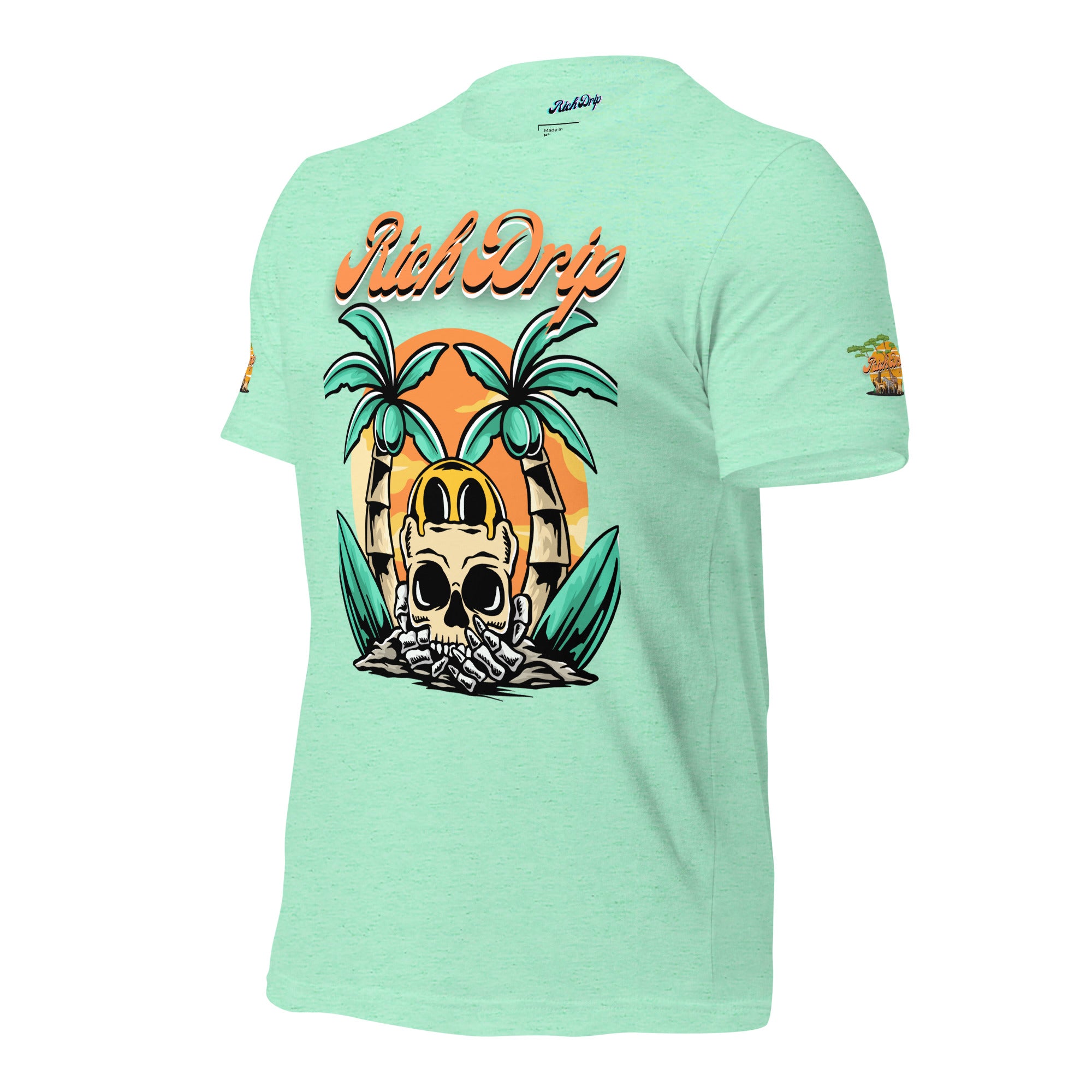 Rich Drip Orange Skull Palm Tree Sunset - Unisex t-shirt