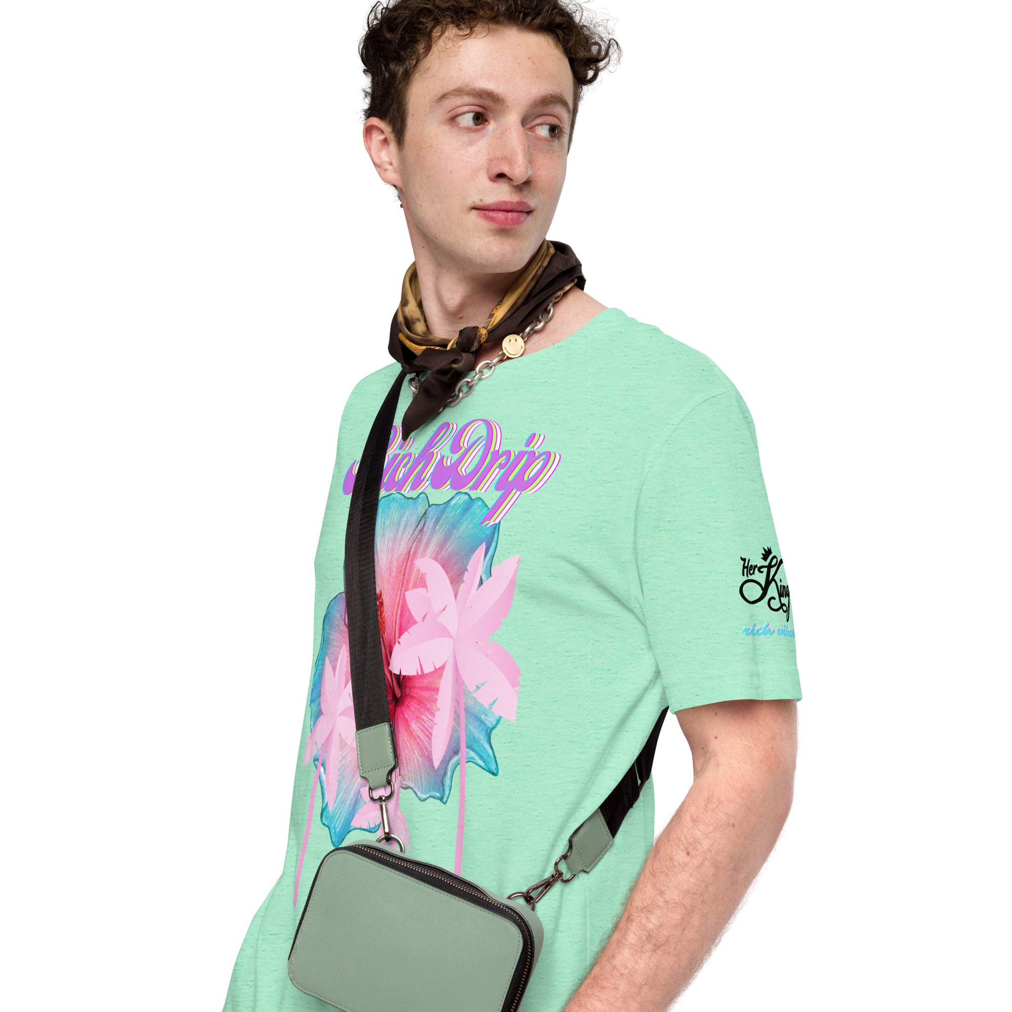 RV Rich Drip Her King Tropical Pink Palm Tree - Unisex t-shirt Pastel