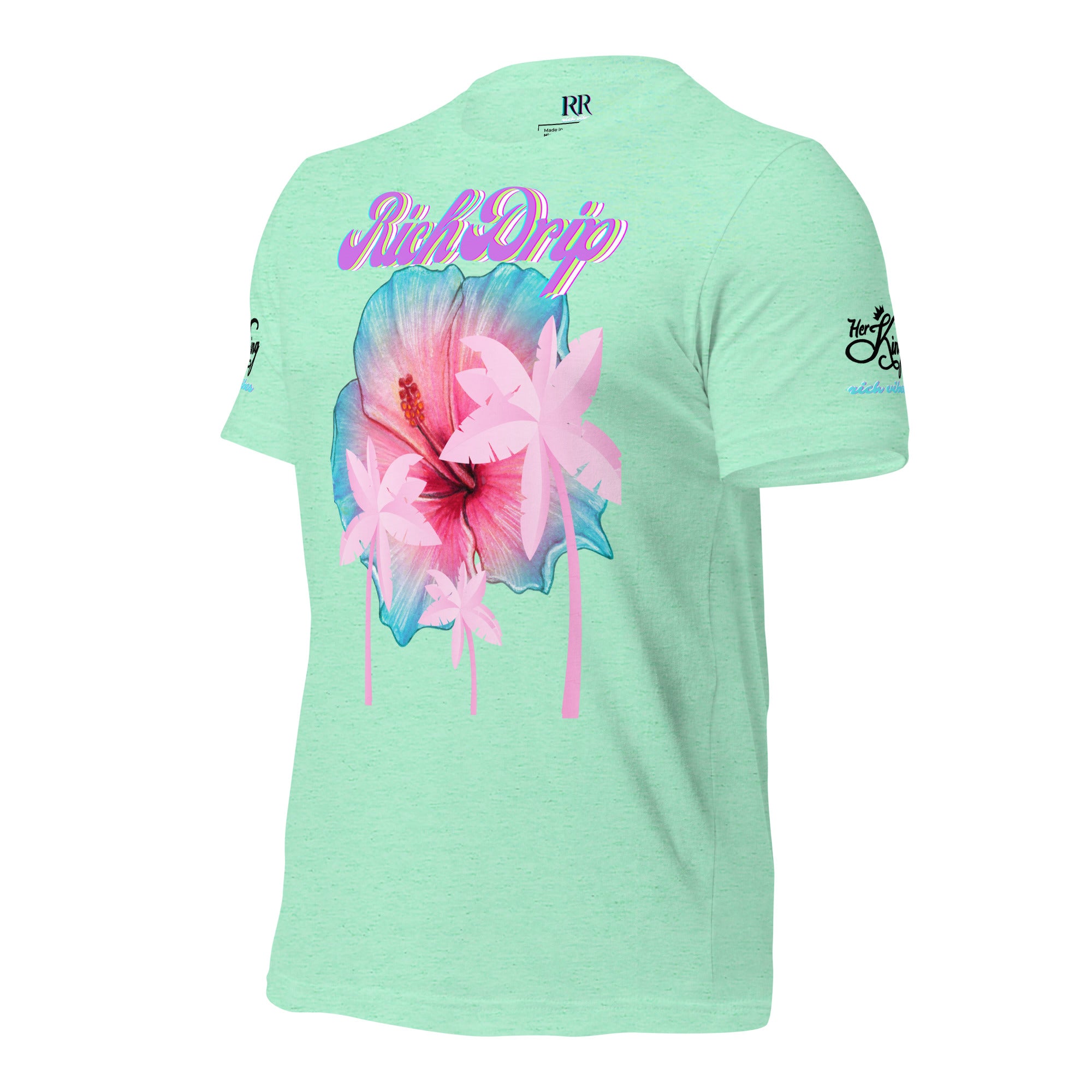 RV Rich Drip Her King Tropical Pink Palm Tree - Unisex t-shirt Pastel