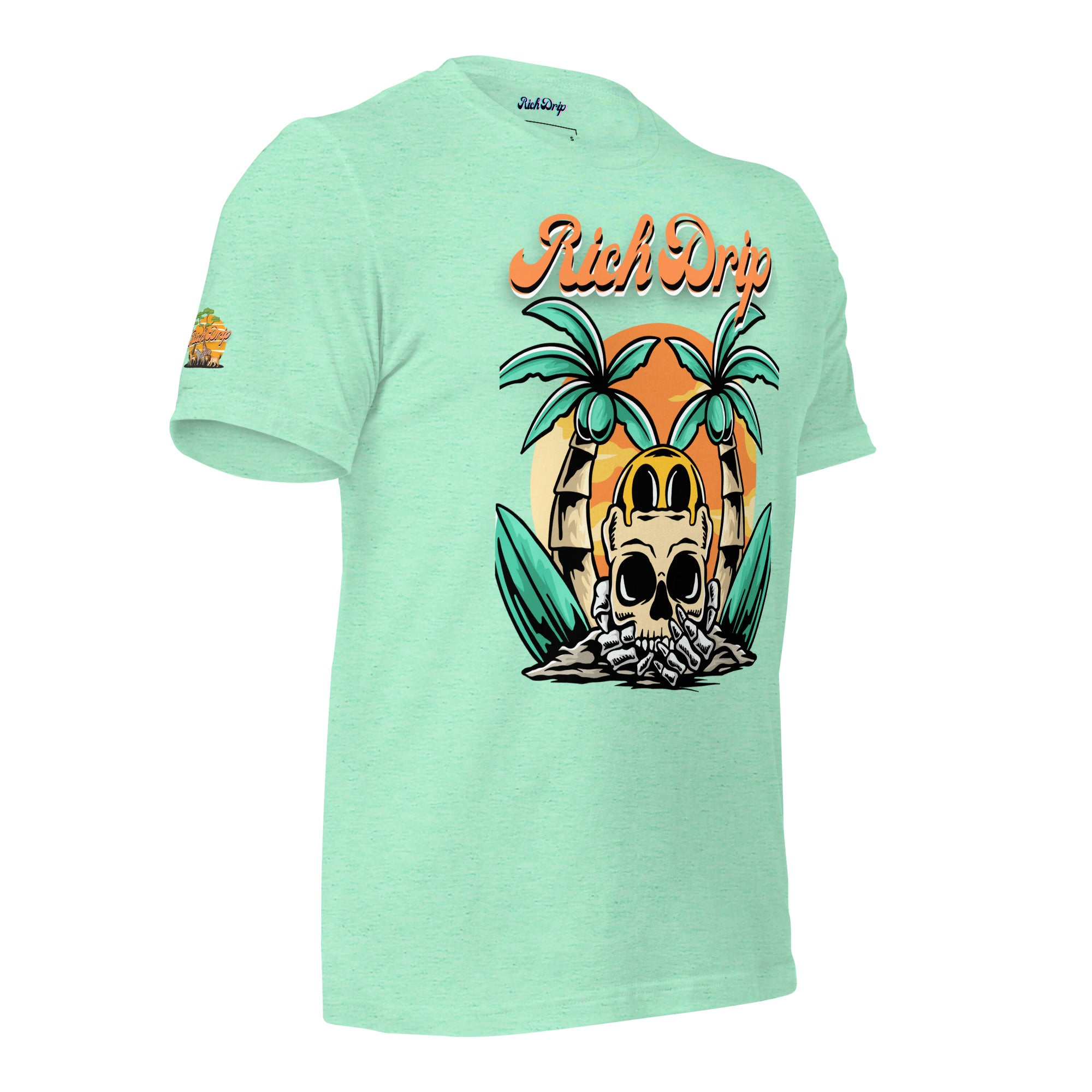 Rich Drip Orange Skull Palm Tree Sunset - Unisex t-shirt