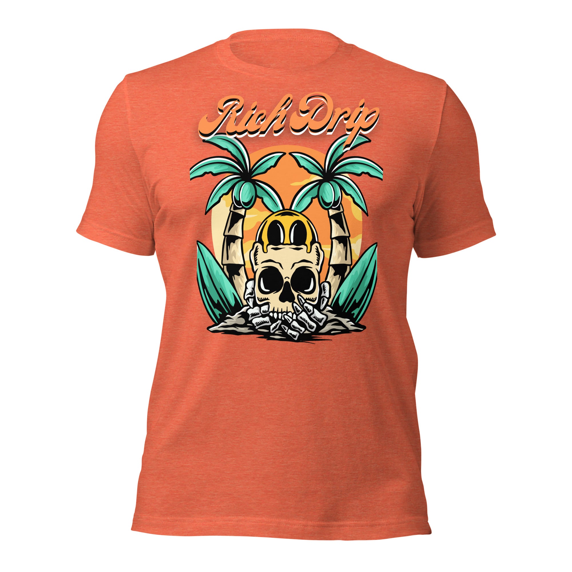 Rich Drip Orange Skull Palm Tree Sunset - Unisex t-shirt