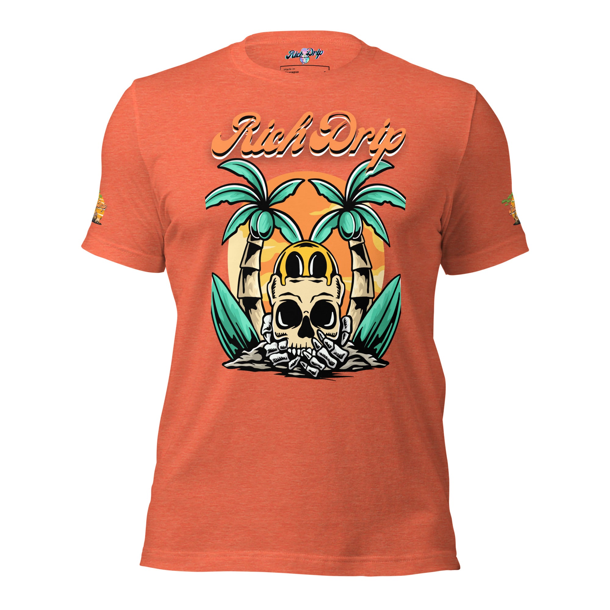 Rich Drip Orange Skull Palm Tree Sunset - Unisex t-shirt