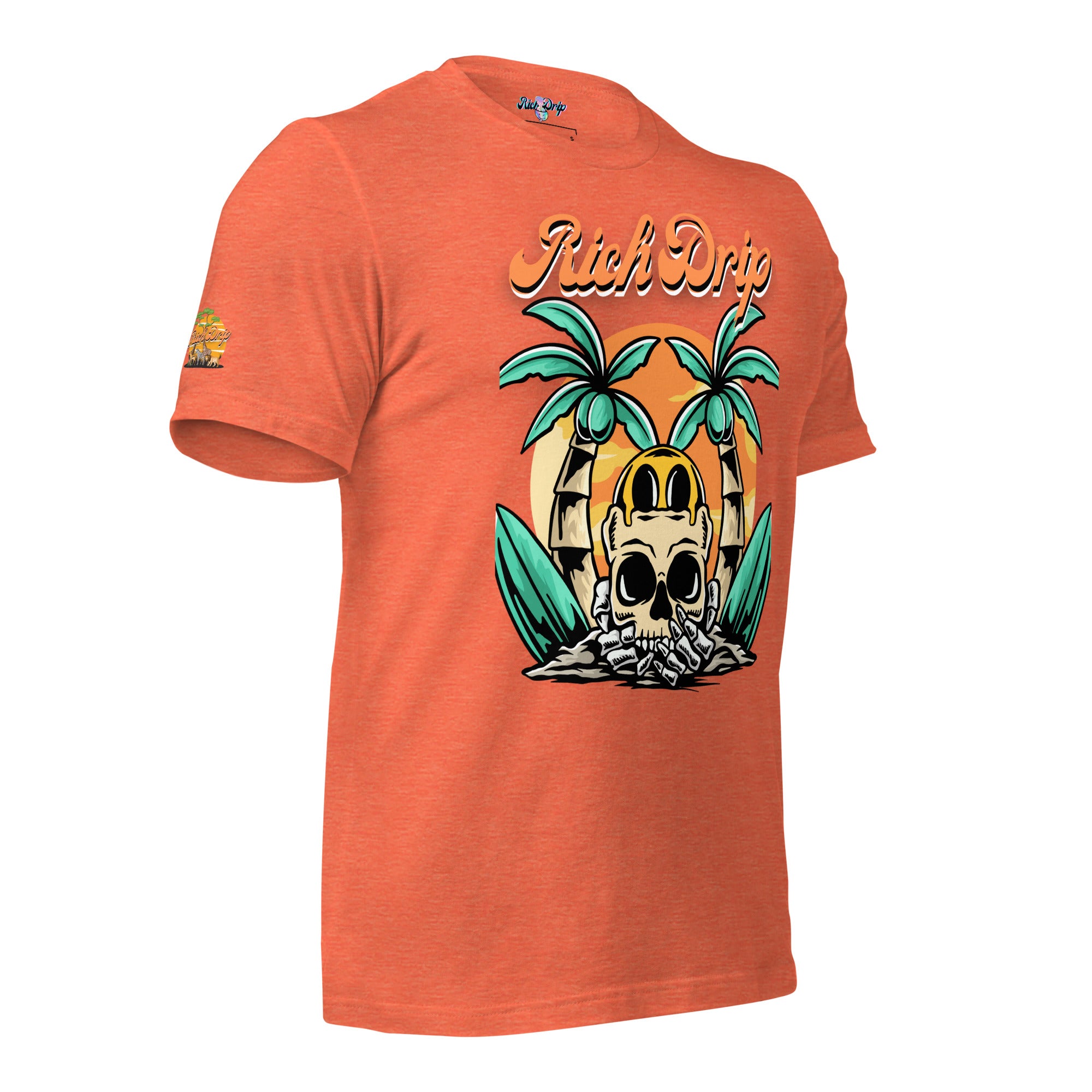 Rich Drip Orange Skull Palm Tree Sunset - Unisex t-shirt