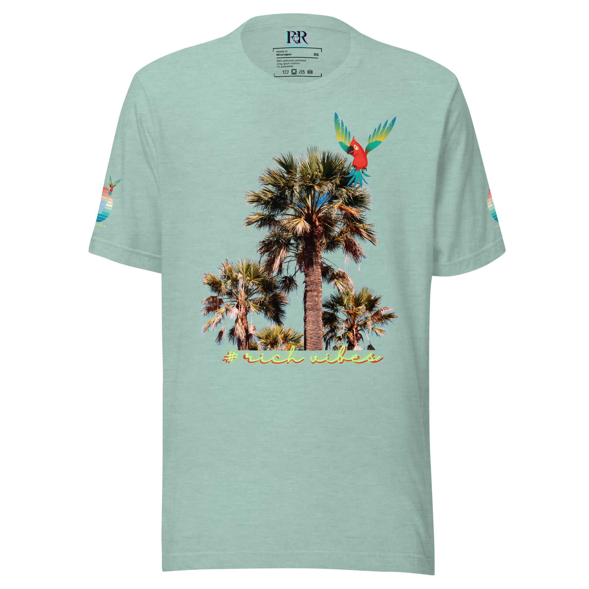 Rich Drip Volt Rich Vibes Colorful Palm Tree Silhouette Multi Colored Circle - Unisex t-shirt Pastel