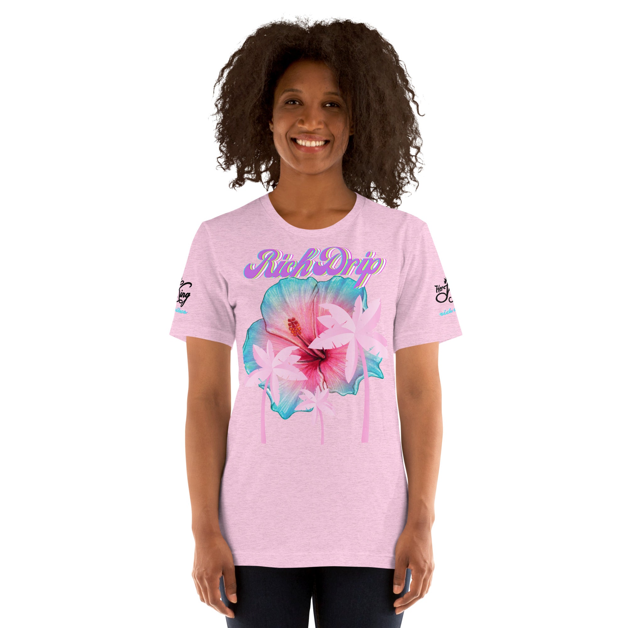 RV Rich Drip Her King Tropical Pink Palm Tree - Unisex t-shirt Pastel