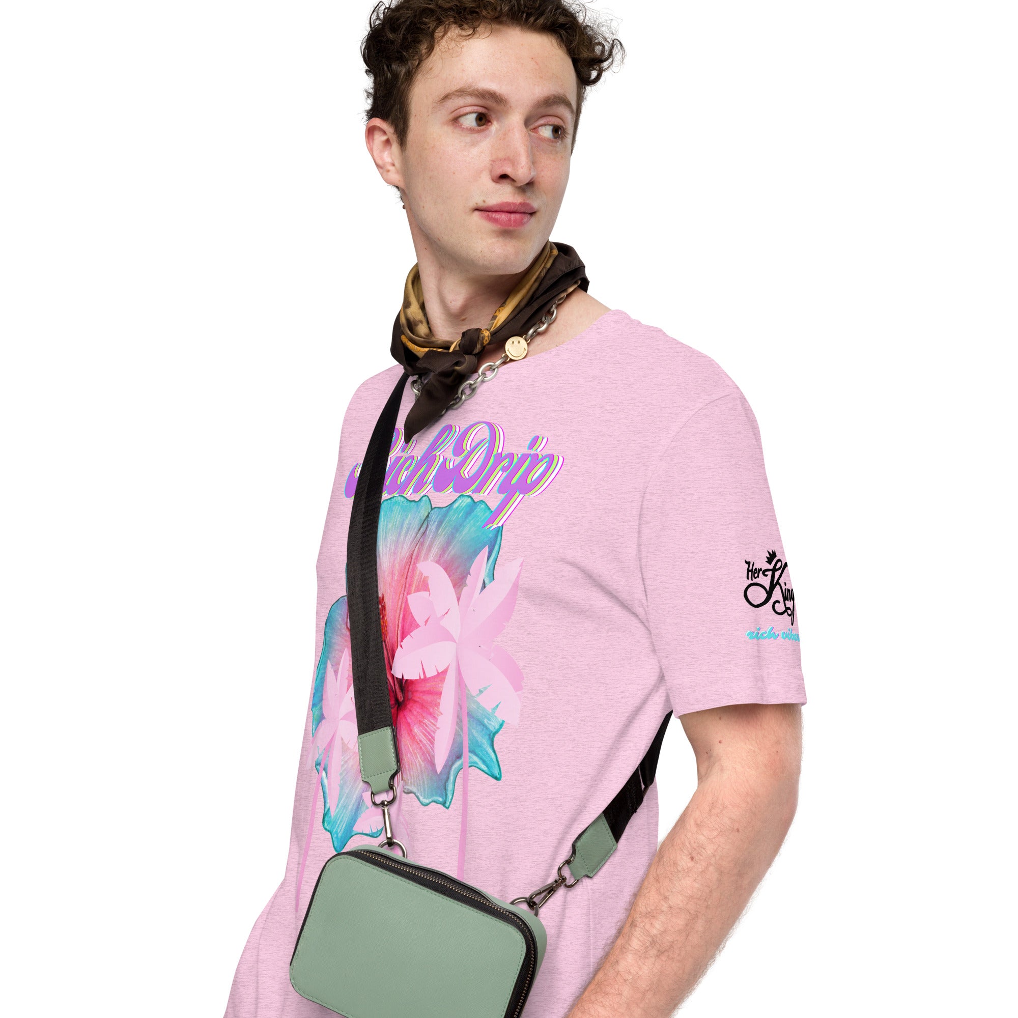 RV Rich Drip Her King Tropical Pink Palm Tree - Unisex t-shirt Pastel
