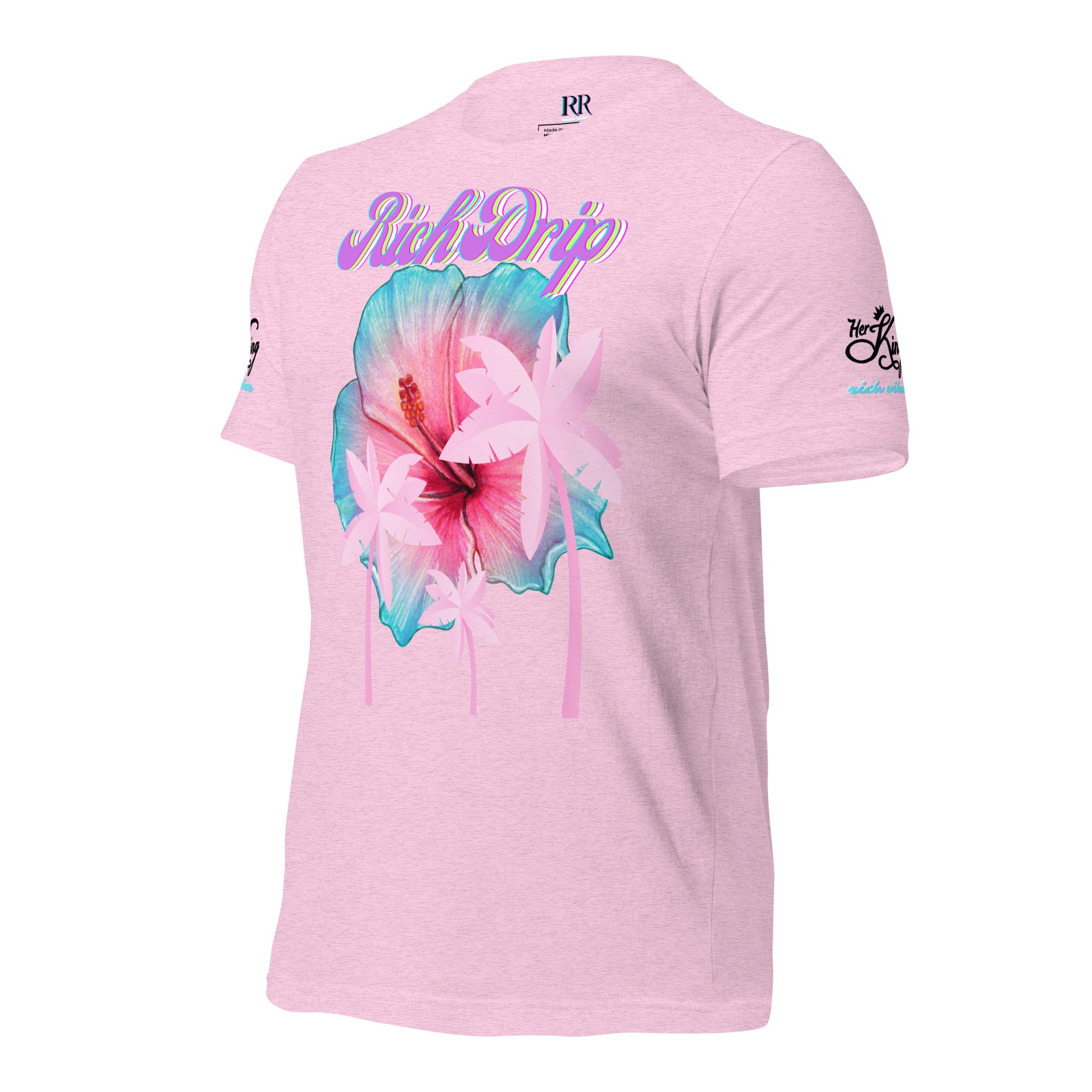 RV Rich Drip Her King Tropical Pink Palm Tree - Unisex t-shirt Pastel