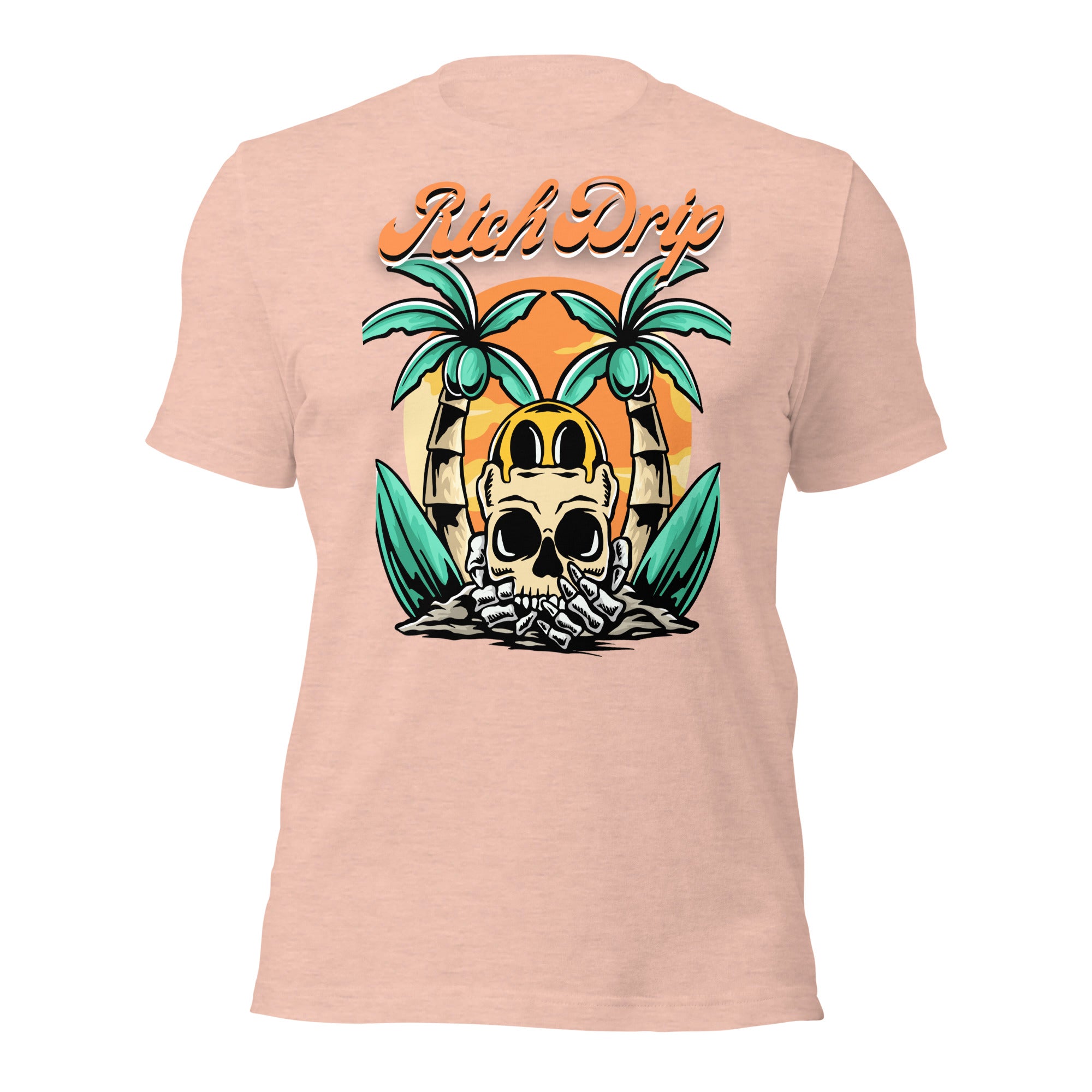 Rich Drip Orange Skull Palm Tree Sunset - Unisex t-shirt