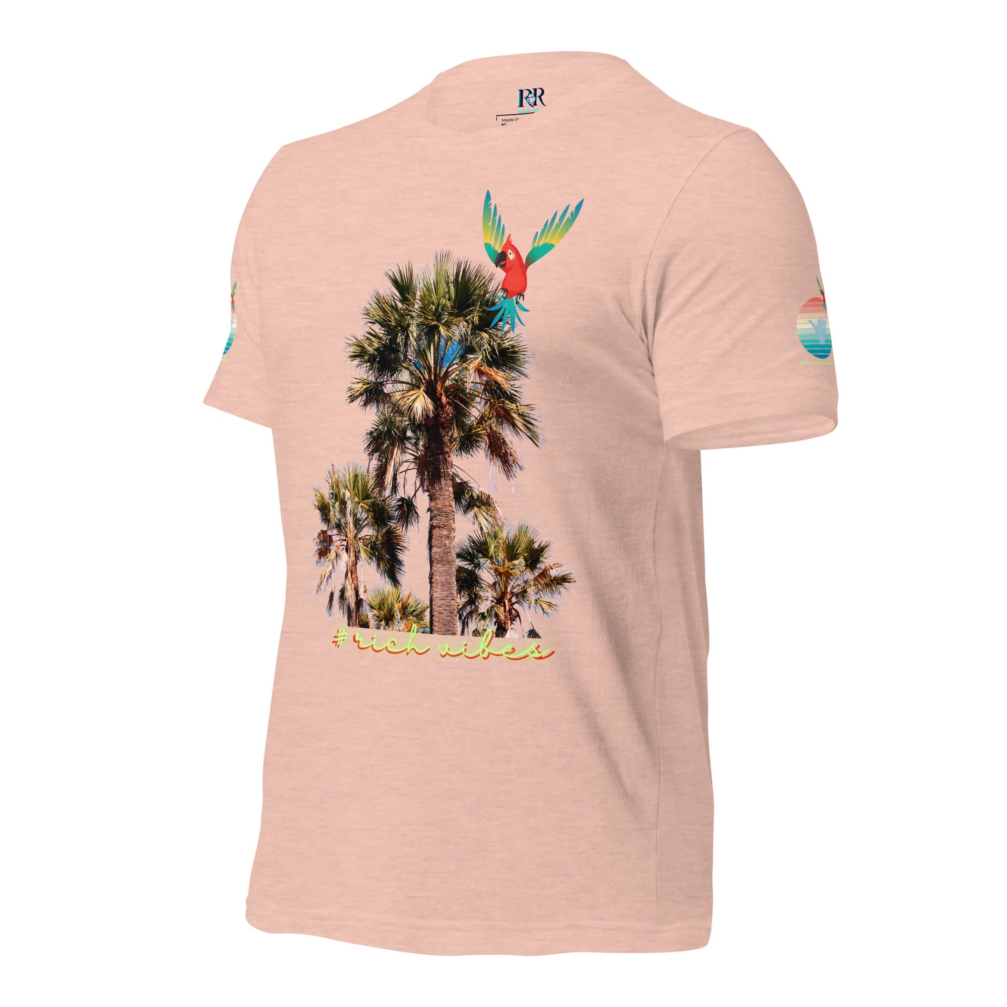 Rich Drip Volt Rich Vibes Colorful Palm Tree Silhouette Multi Colored Circle - Unisex t-shirt Pastel