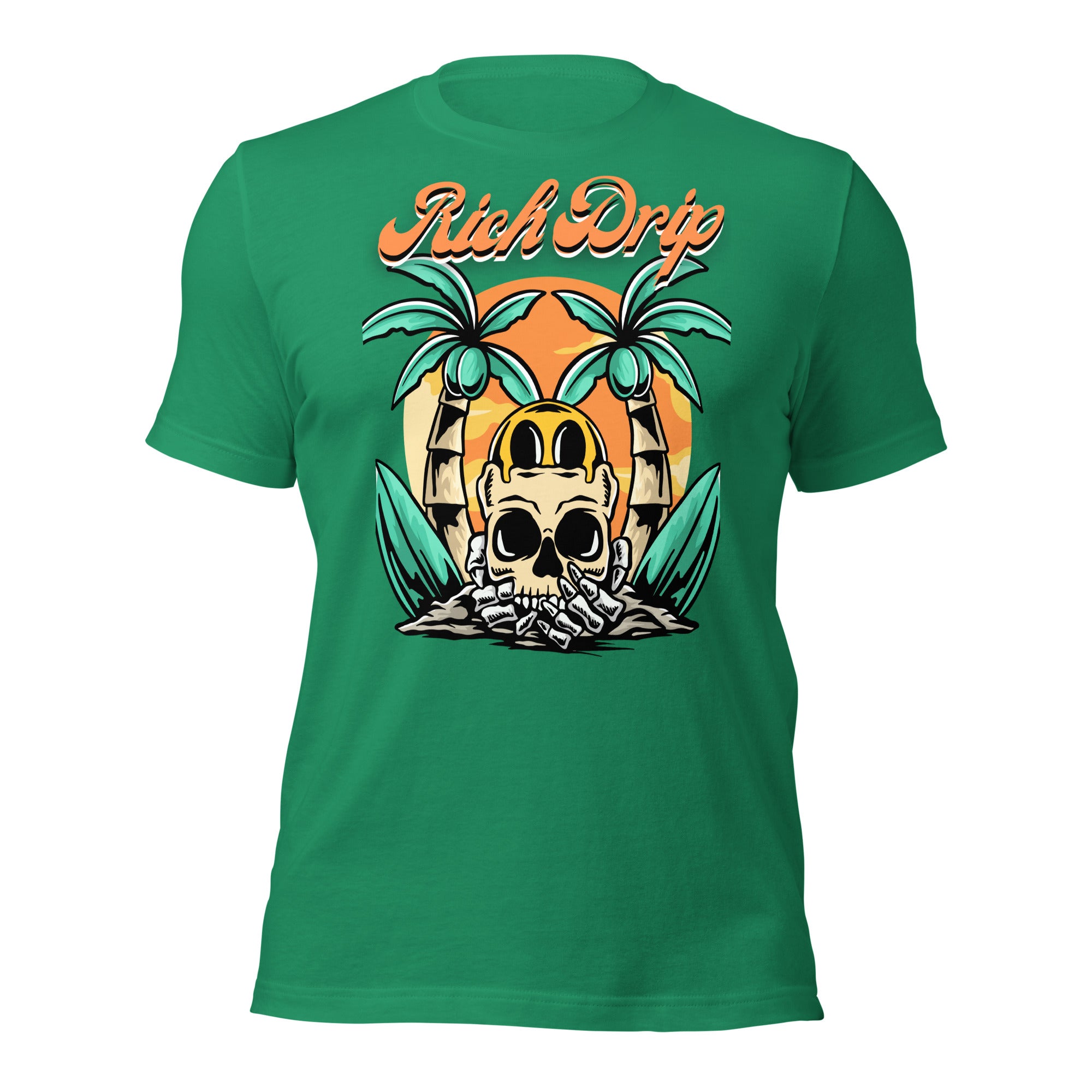 Rich Drip Orange Skull Palm Tree Sunset - Unisex t-shirt