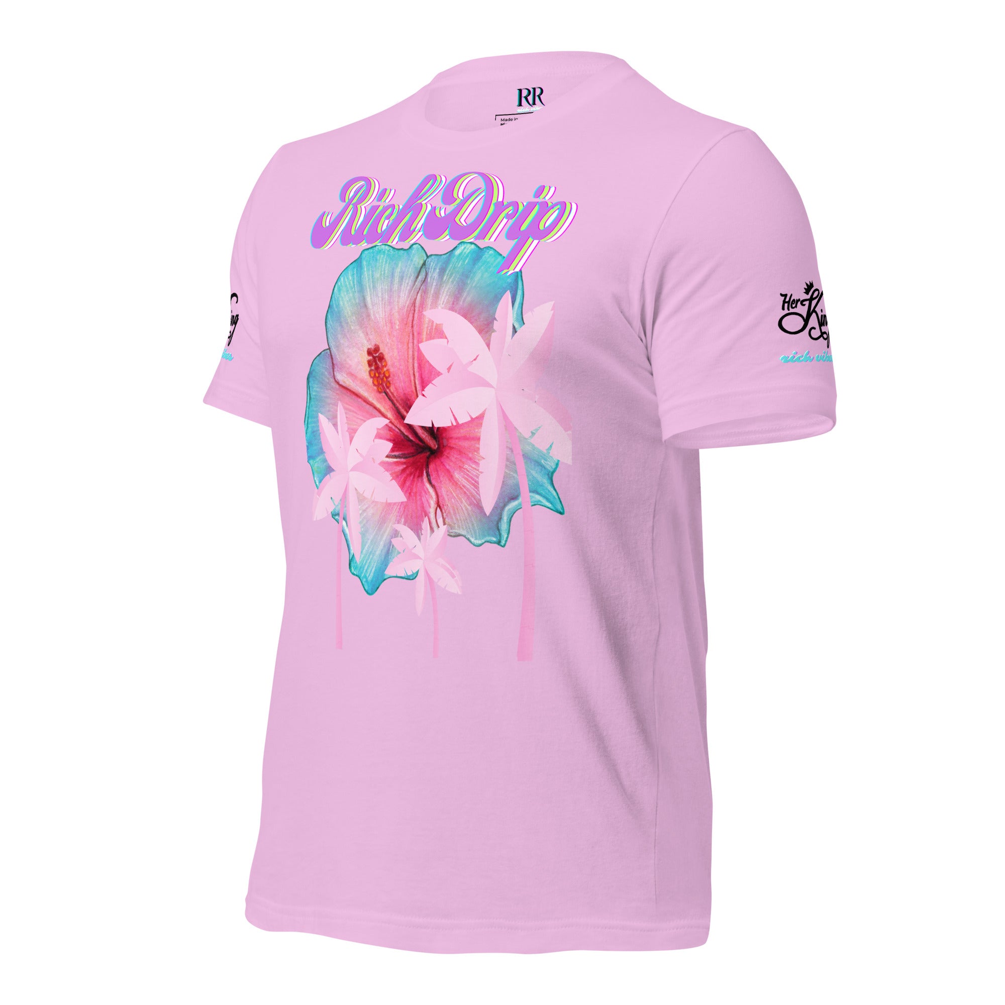 RV Rich Drip Her King Tropical Pink Palm Tree - Unisex t-shirt Pastel