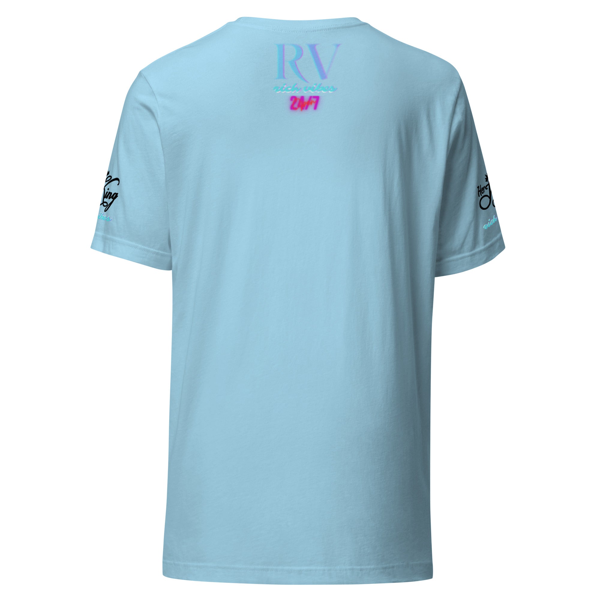 RV Rich Drip Her King Tropical Pink Palm Tree - Unisex t-shirt Ocean Blue