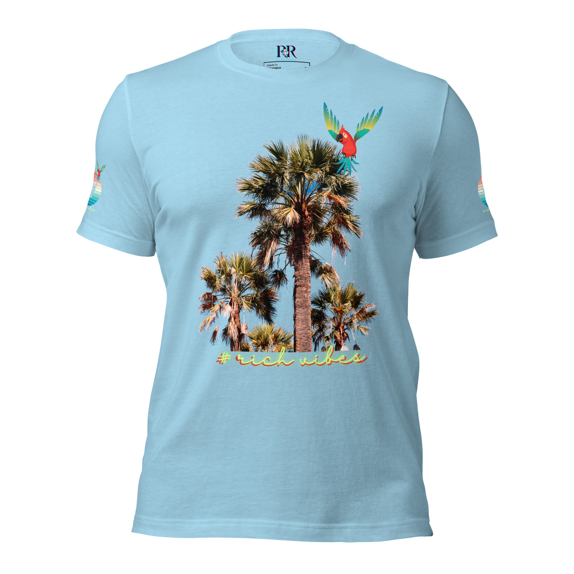 Rich Drip Volt Rich Vibes Colorful Palm Tree Silhouette Multi Colored Circle - Unisex t-shirt Pastel
