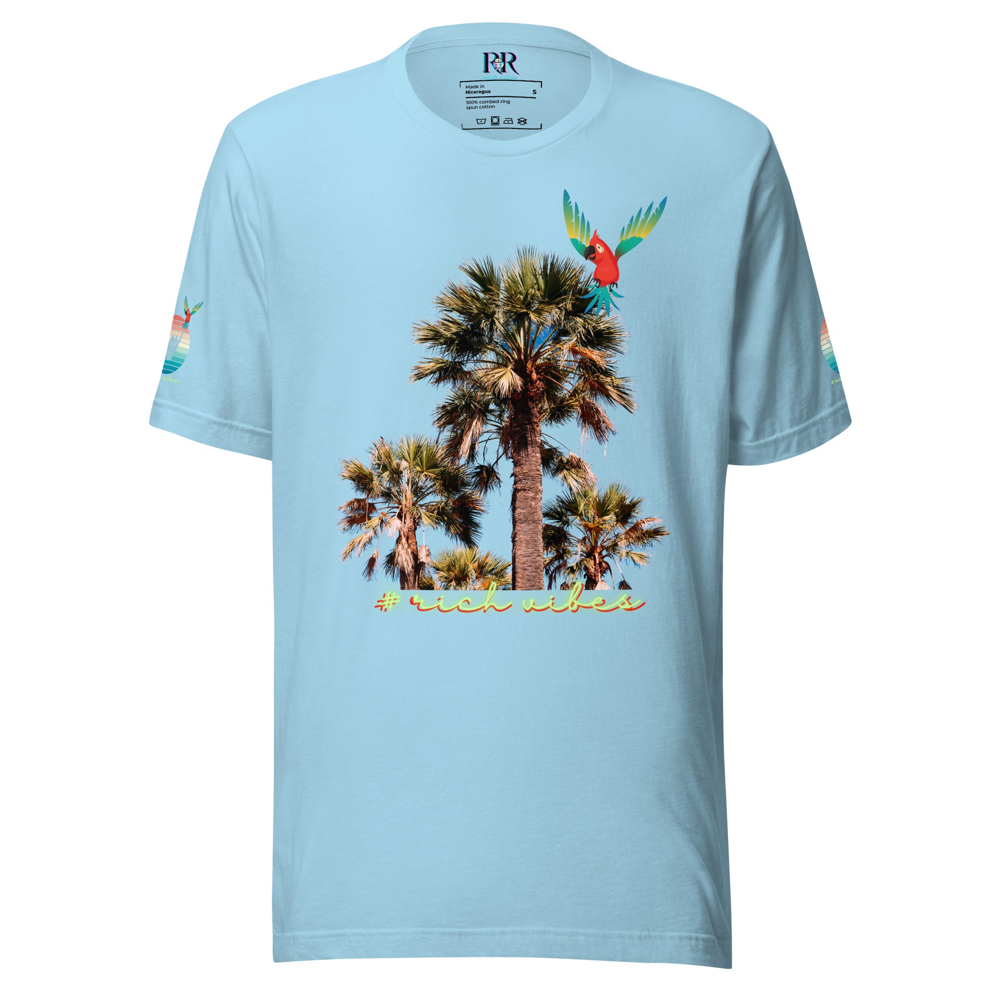 Rich Drip Volt Rich Vibes Colorful Palm Tree Silhouette Multi Colored Circle - Unisex t-shirt Pastel