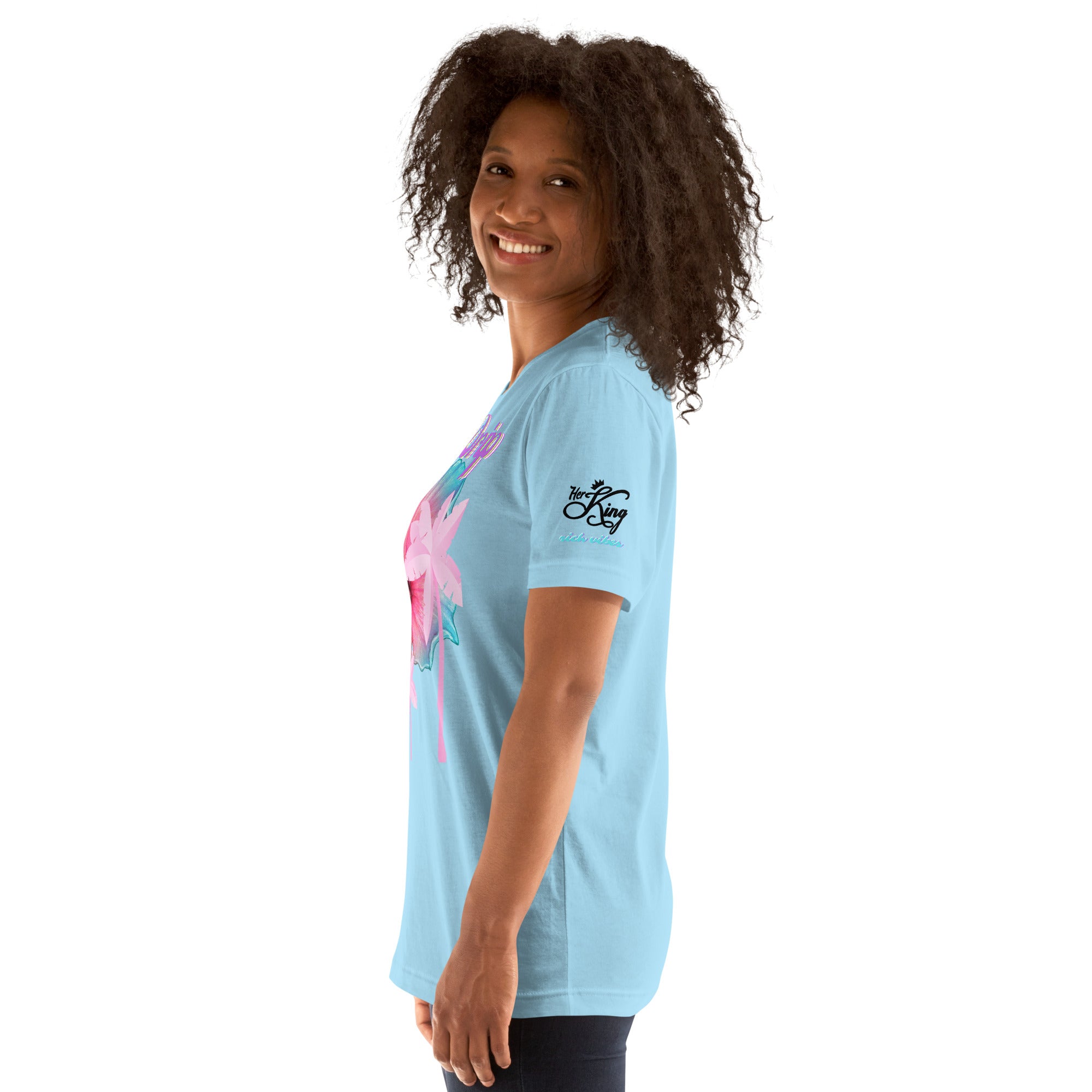 RV Rich Drip Her King Tropical Pink Palm Tree - Unisex t-shirt Ocean Blue