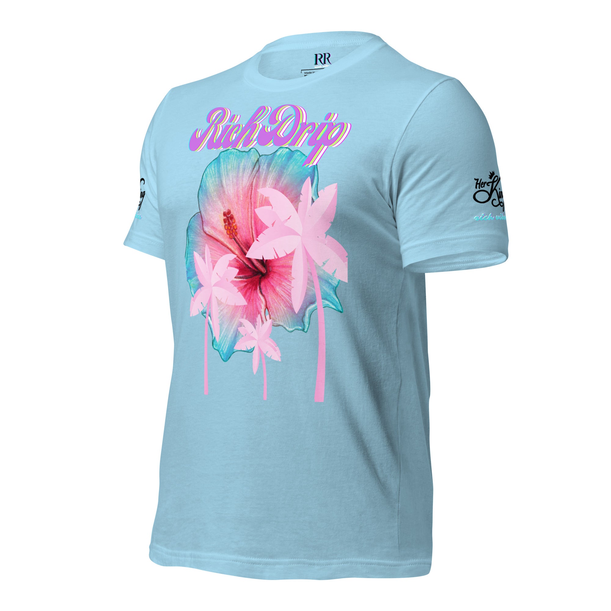 RV Rich Drip Her King Tropical Pink Palm Tree - Unisex t-shirt Pastel