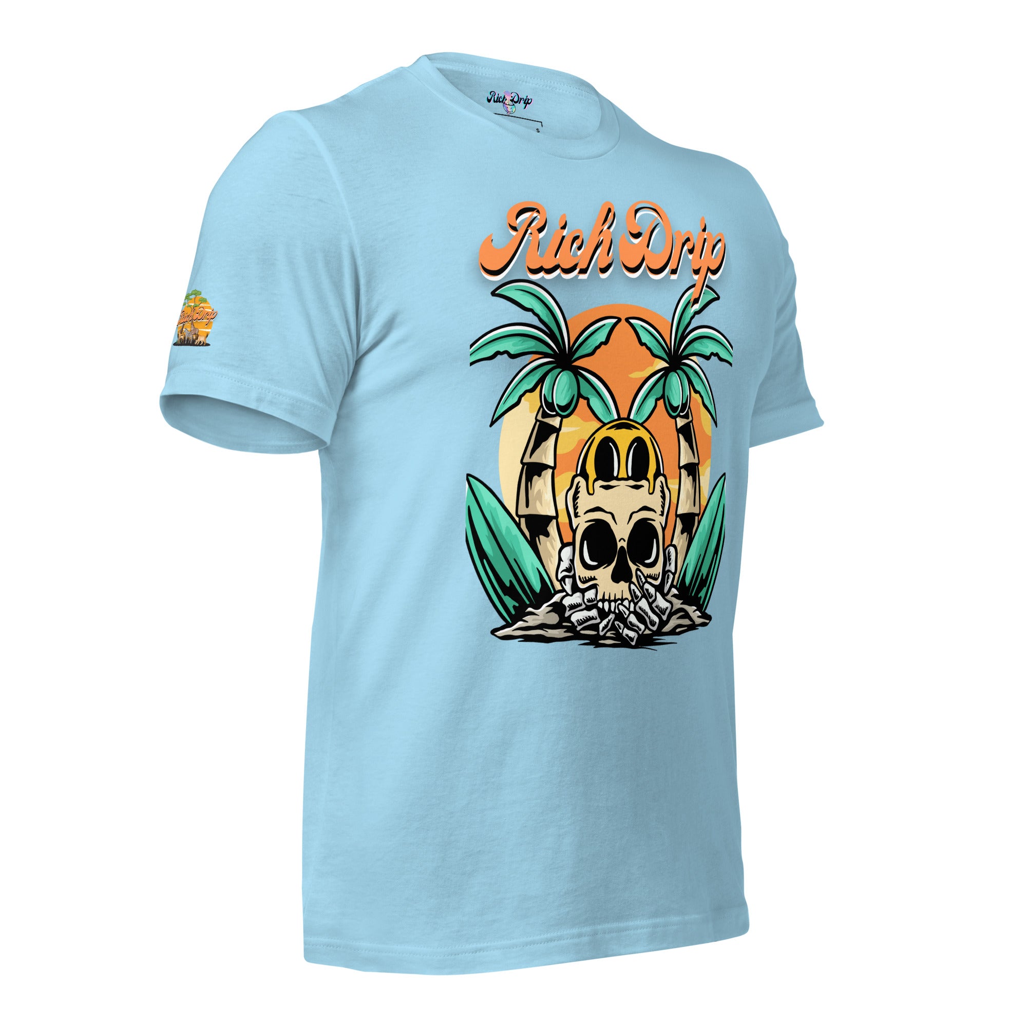 Rich Drip Orange Skull Palm Tree Sunset - Unisex t-shirt