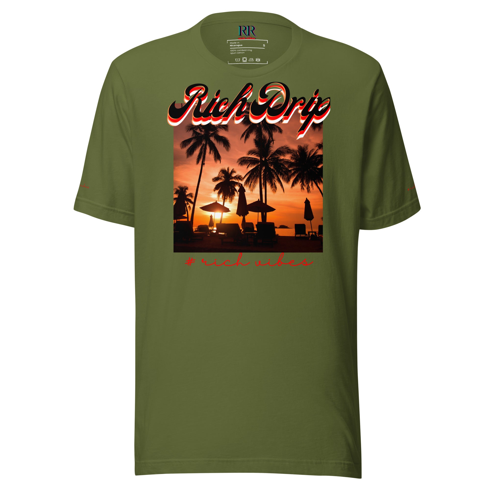 RV5 Red Sunset Palm Tree Silhouette - Unisex Staple T-Shirt | Bella + Canvas 3001