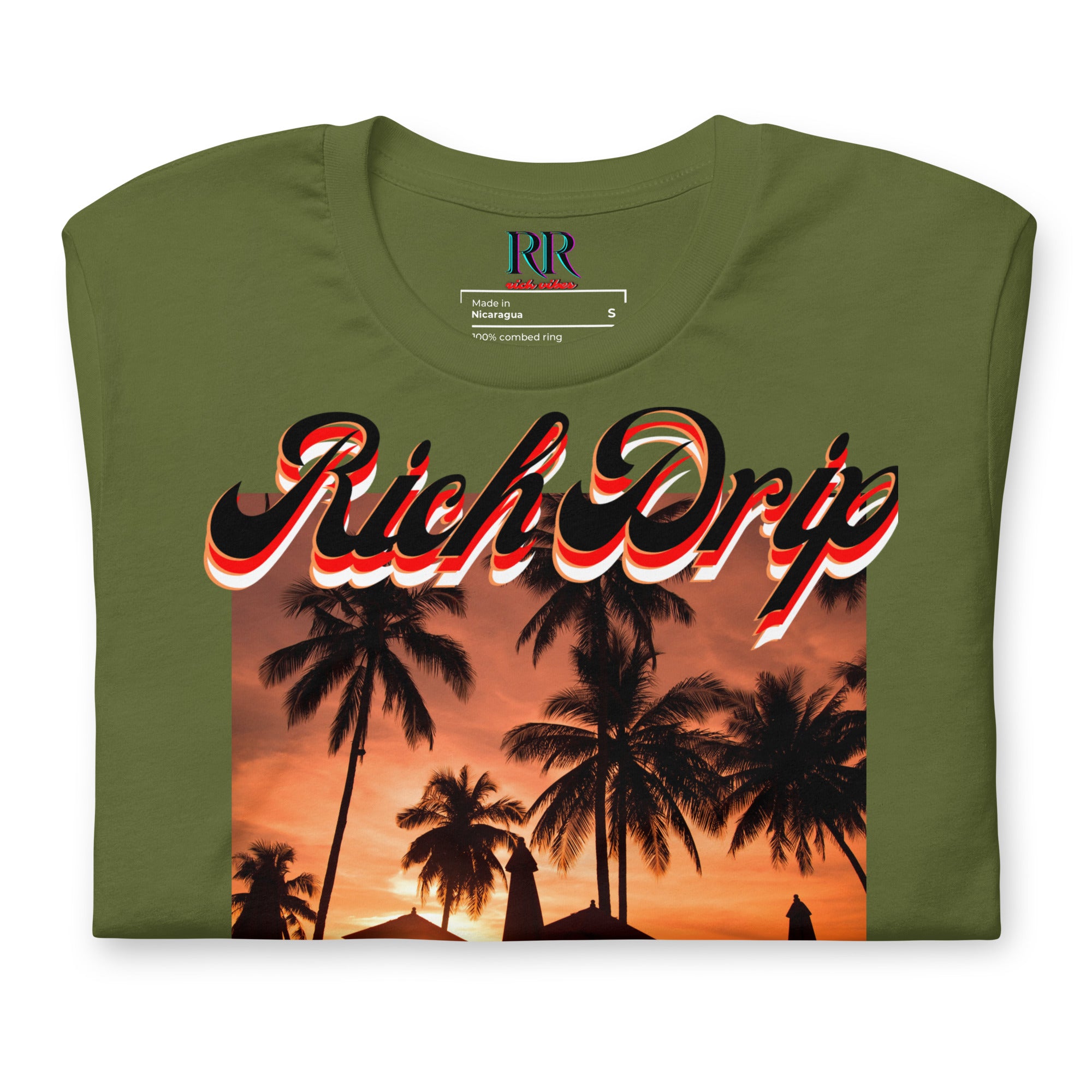 RV5 Red Sunset Palm Tree Silhouette - Unisex Staple T-Shirt | Bella + Canvas 3001