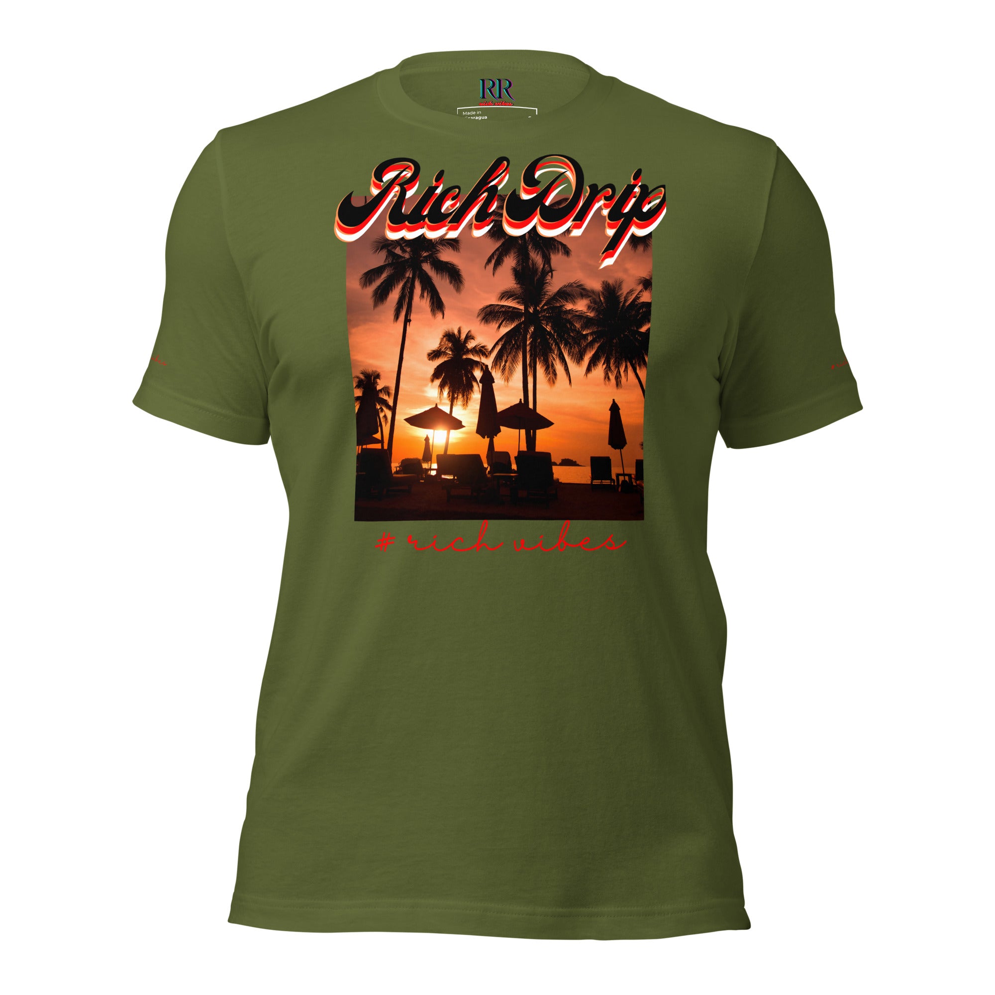 RV5 Red Sunset Palm Tree Silhouette - Unisex Staple T-Shirt | Bella + Canvas 3001