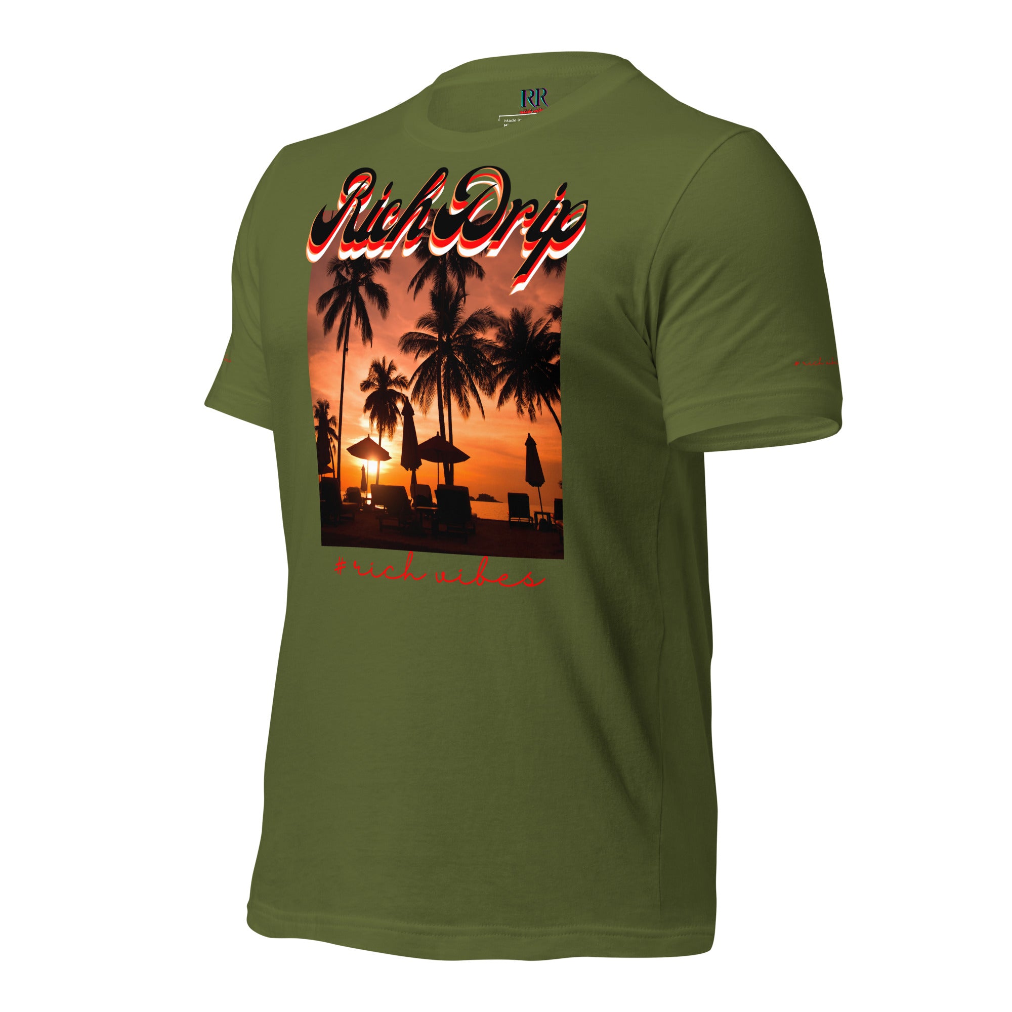 RV5 Red Sunset Palm Tree Silhouette - Unisex Staple T-Shirt | Bella + Canvas 3001